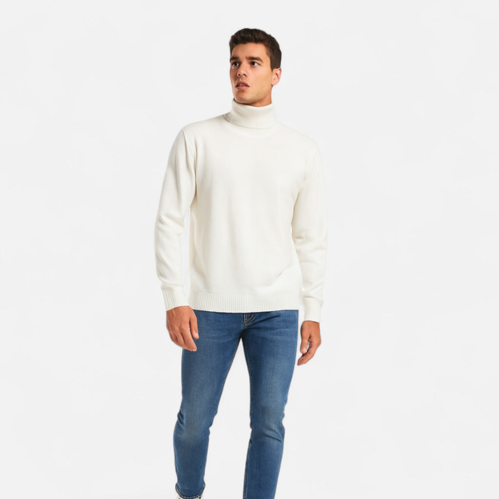 Vitrenzomode | Men’s Knitted Polyester Slim Fit Turtleneck Sweater