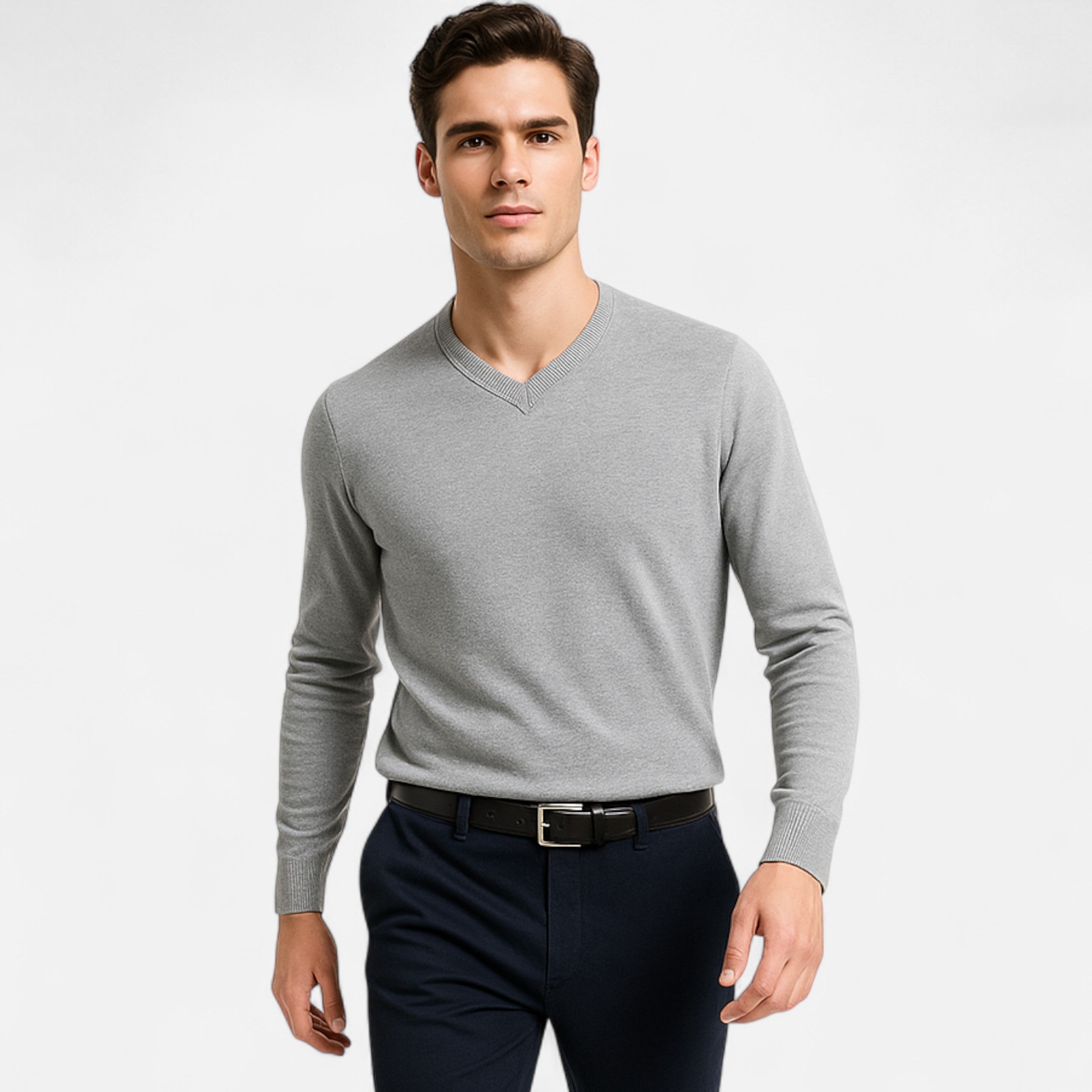 Vitrenzomode | Men’s Polyester Knitted V-Neck Slim Fit Sweater