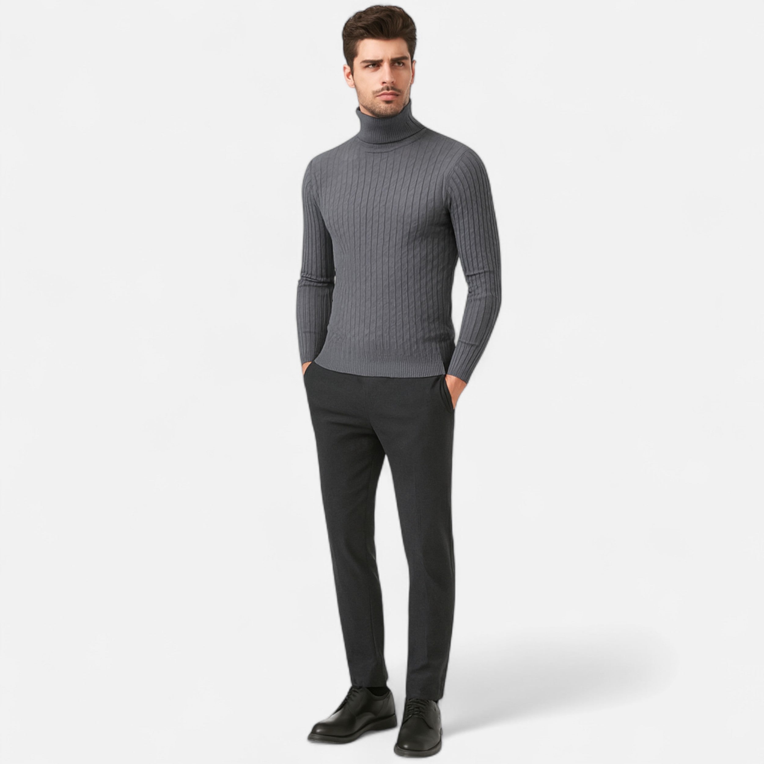 Vitrenzomode | Men’s Polyester Knitted Turtleneck Sweater