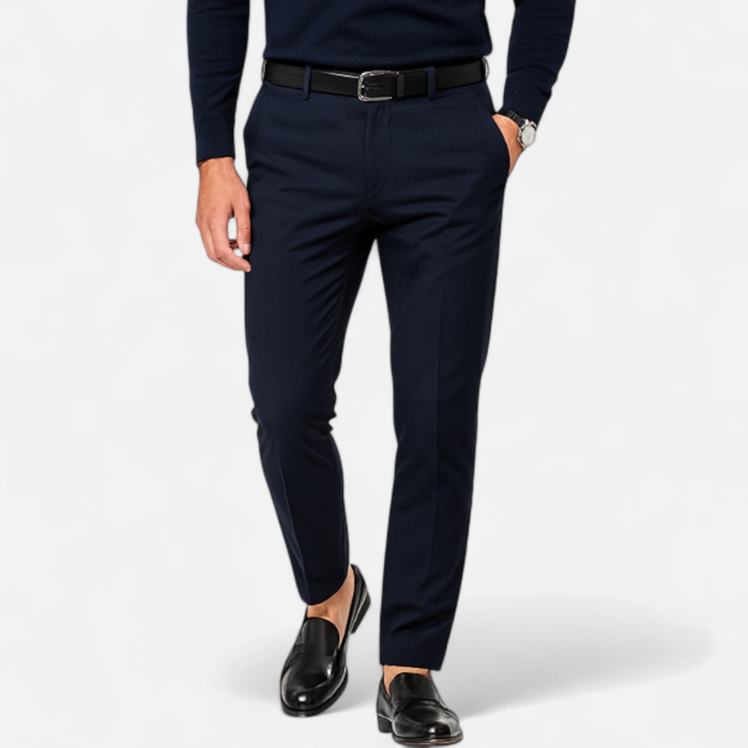 Vitrenzomode | Men’s Polyester Elastic Straight Business Casual Pants