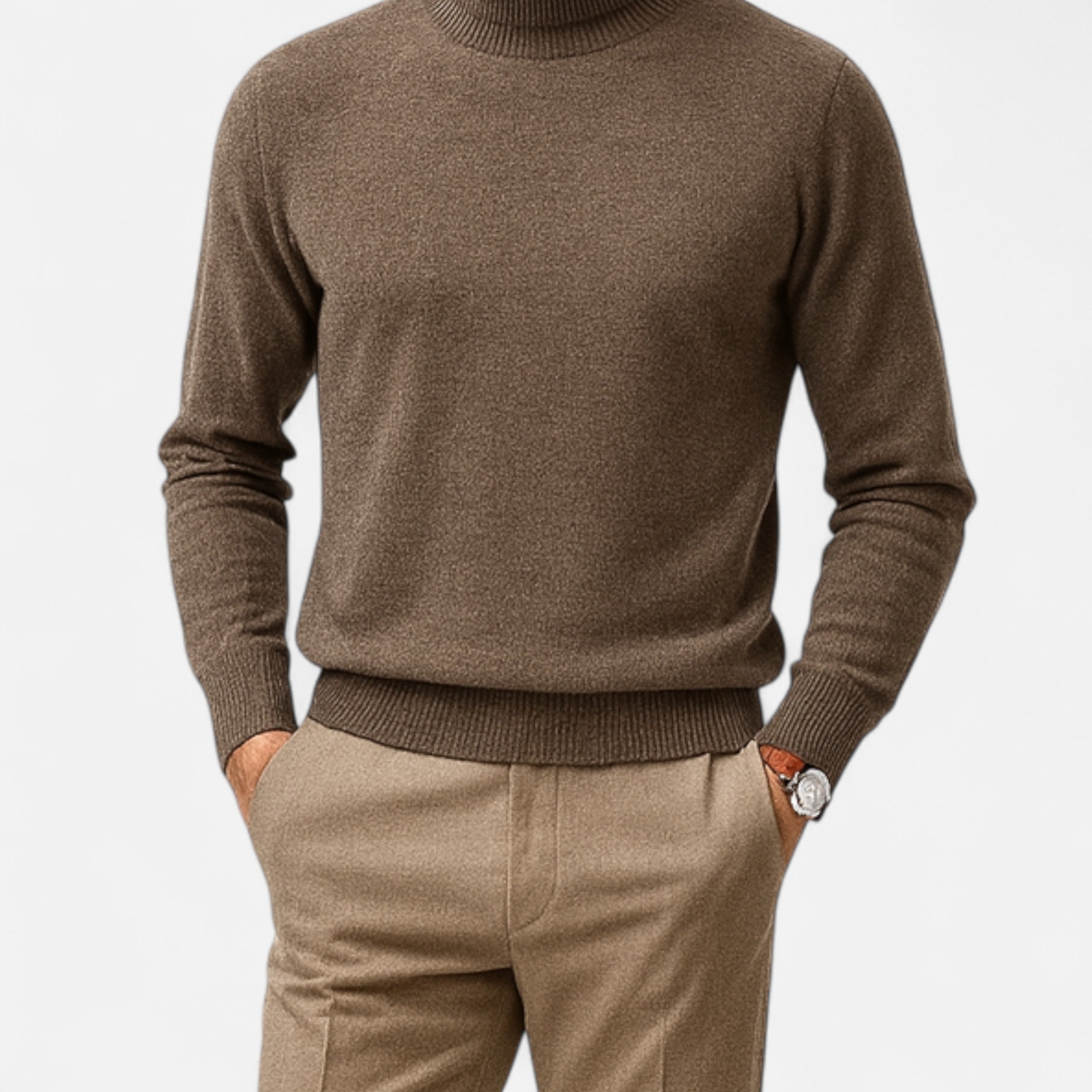 Vitrenzomode | Men’s 100% Merino Wool Mock Neck Pullover Sweater