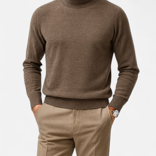 Vitrenzomode | Men’s 100% Merino Wool Mock Neck Pullover Sweater
