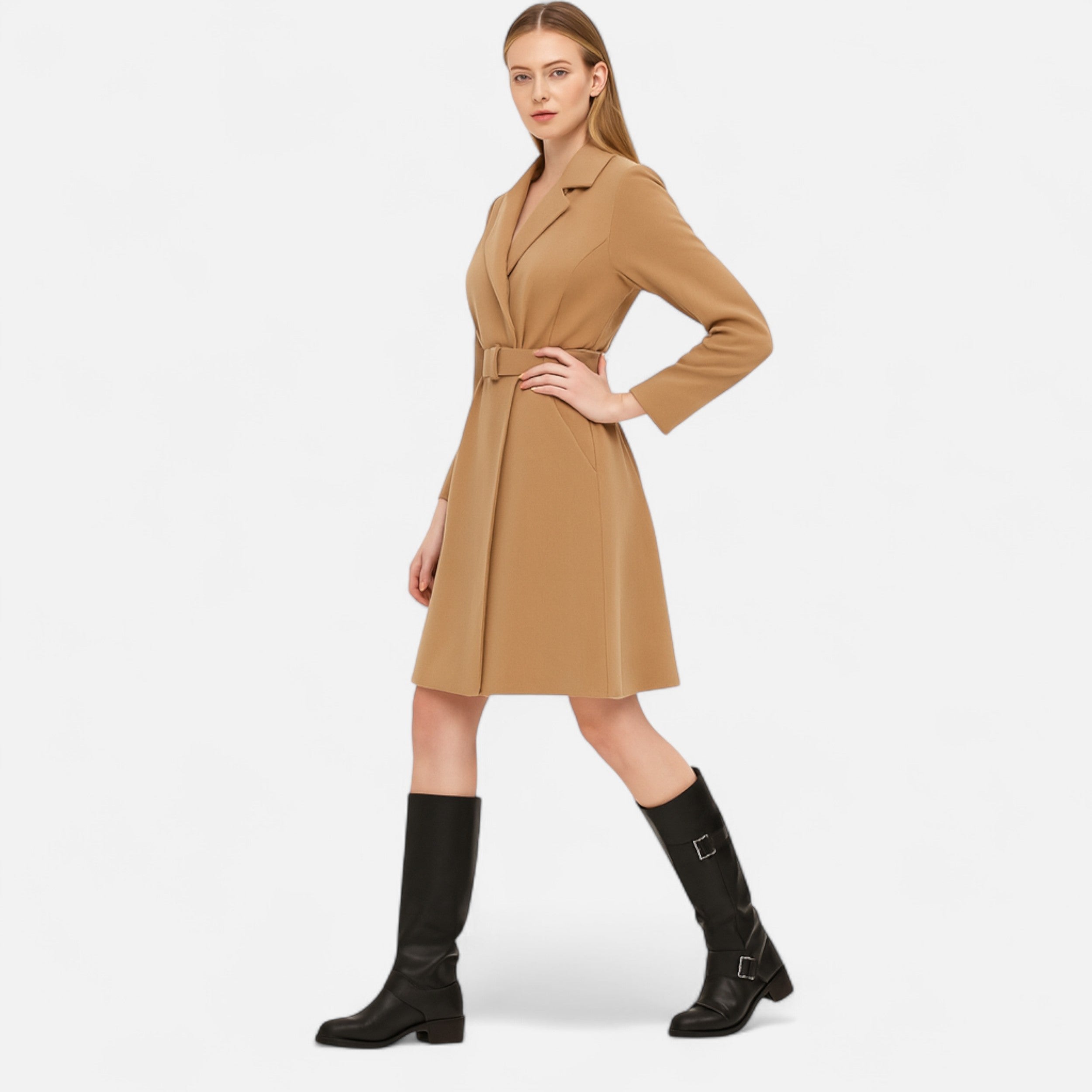 Vitrenzomode | Women’s Leather Knee High Buckle Boots