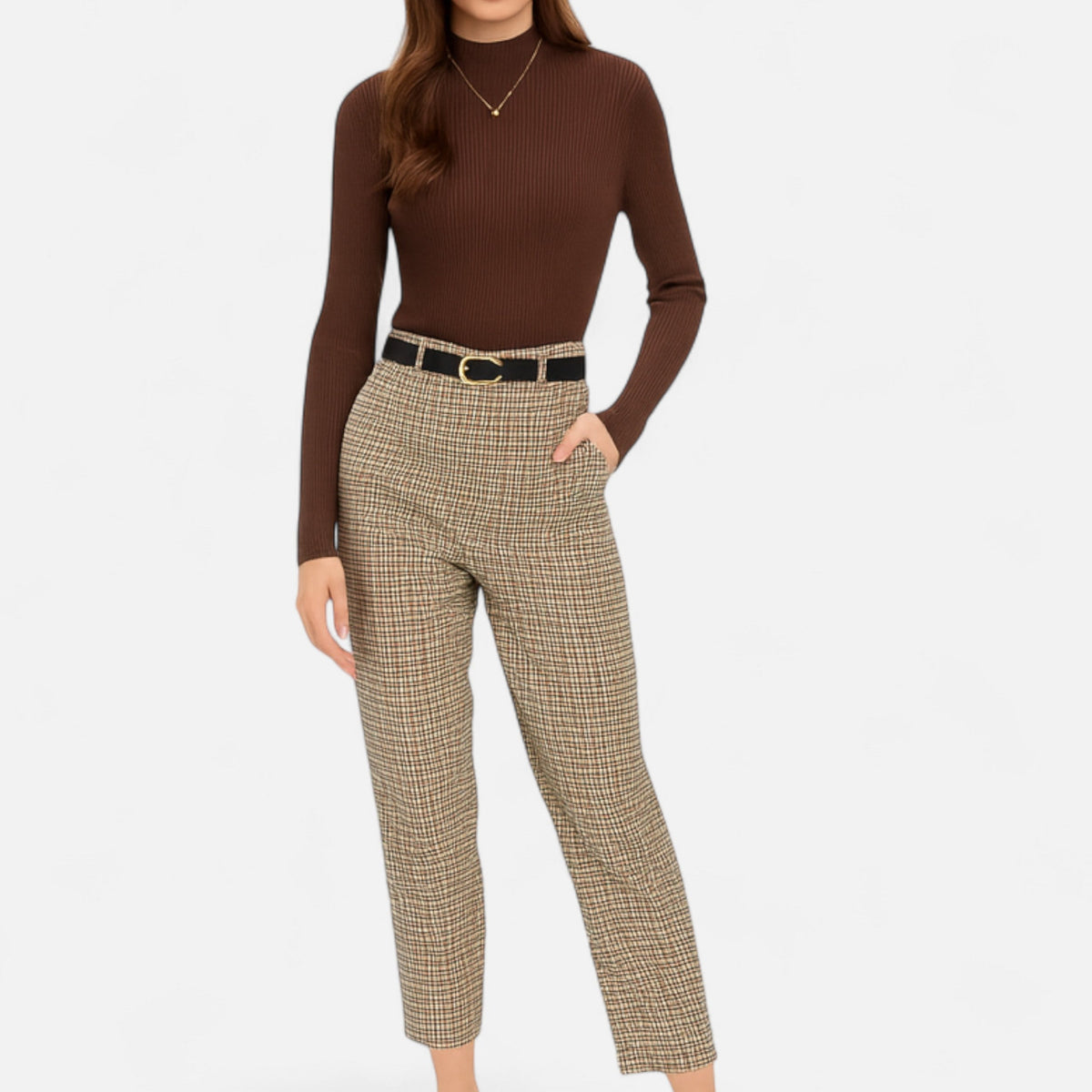 Vitrenzomode | Women’s Polyester Cotton Knitted Mock Neck Sweater
