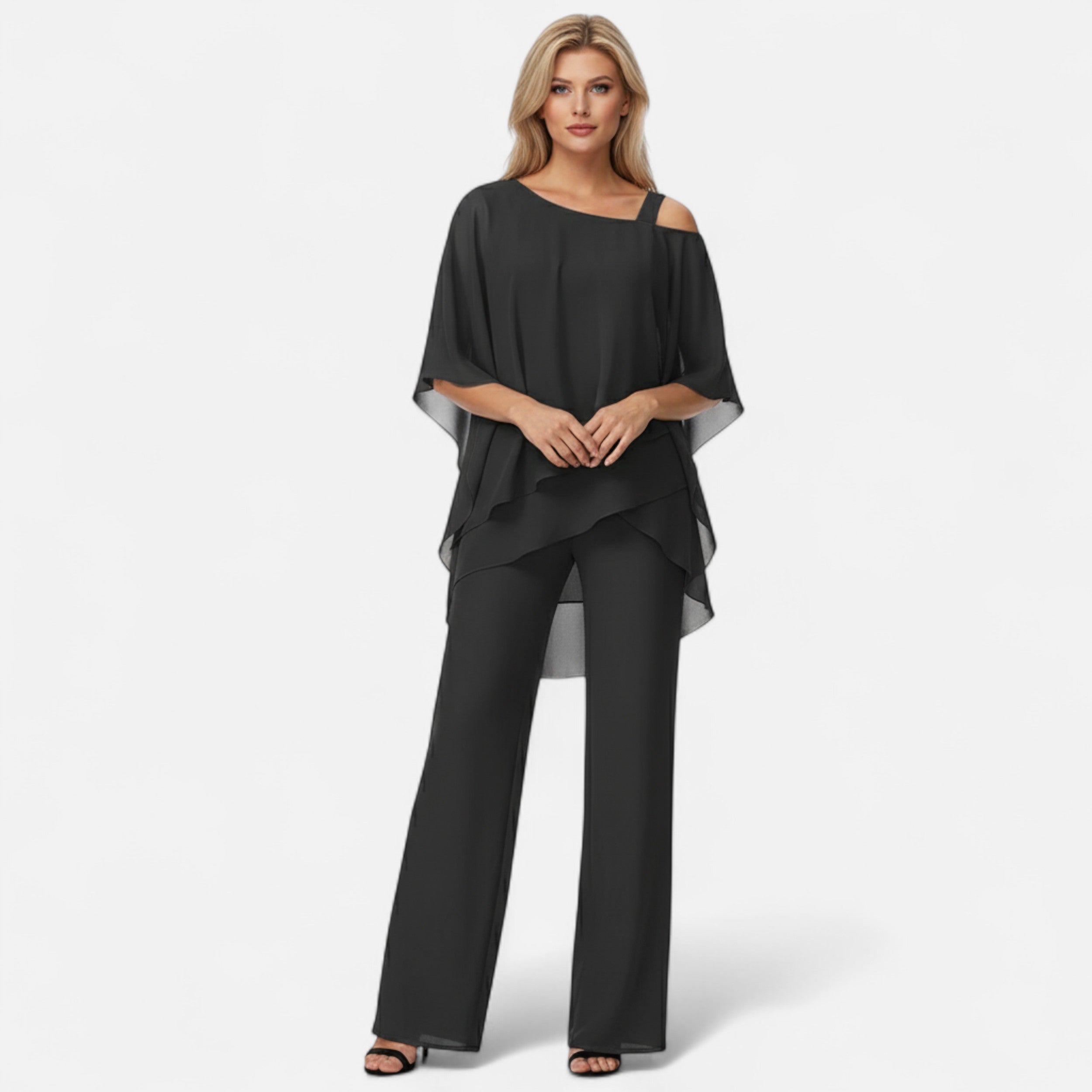 Vitrenzomode | Women’s Lightweight Polyester Blend Cold Shoulder 2-Piece Set