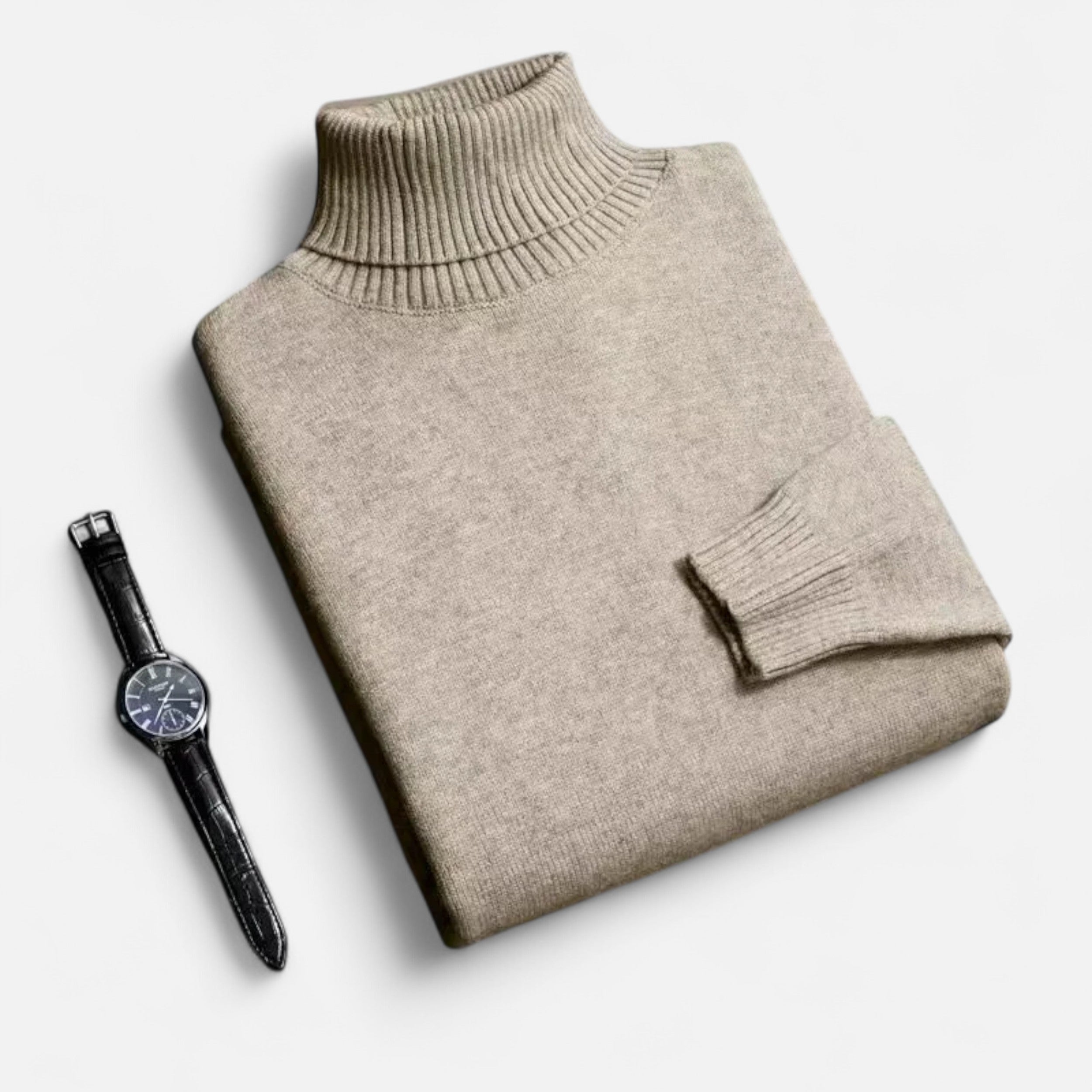 Vitrenzomode | Men’s Knitted Polyester Slim Fit Turtleneck Sweater