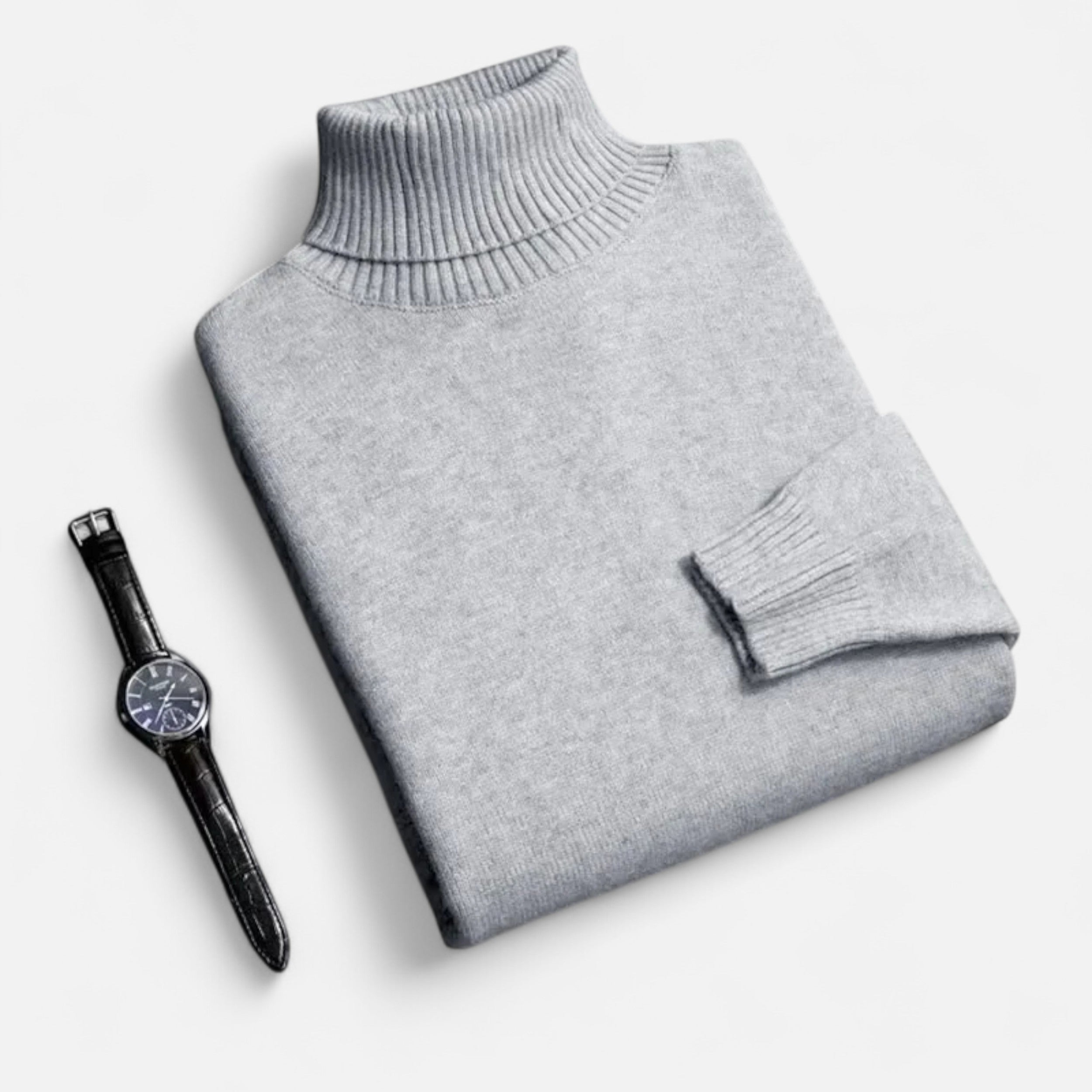 Vitrenzomode | Men’s Knitted Polyester Slim Fit Turtleneck Sweater