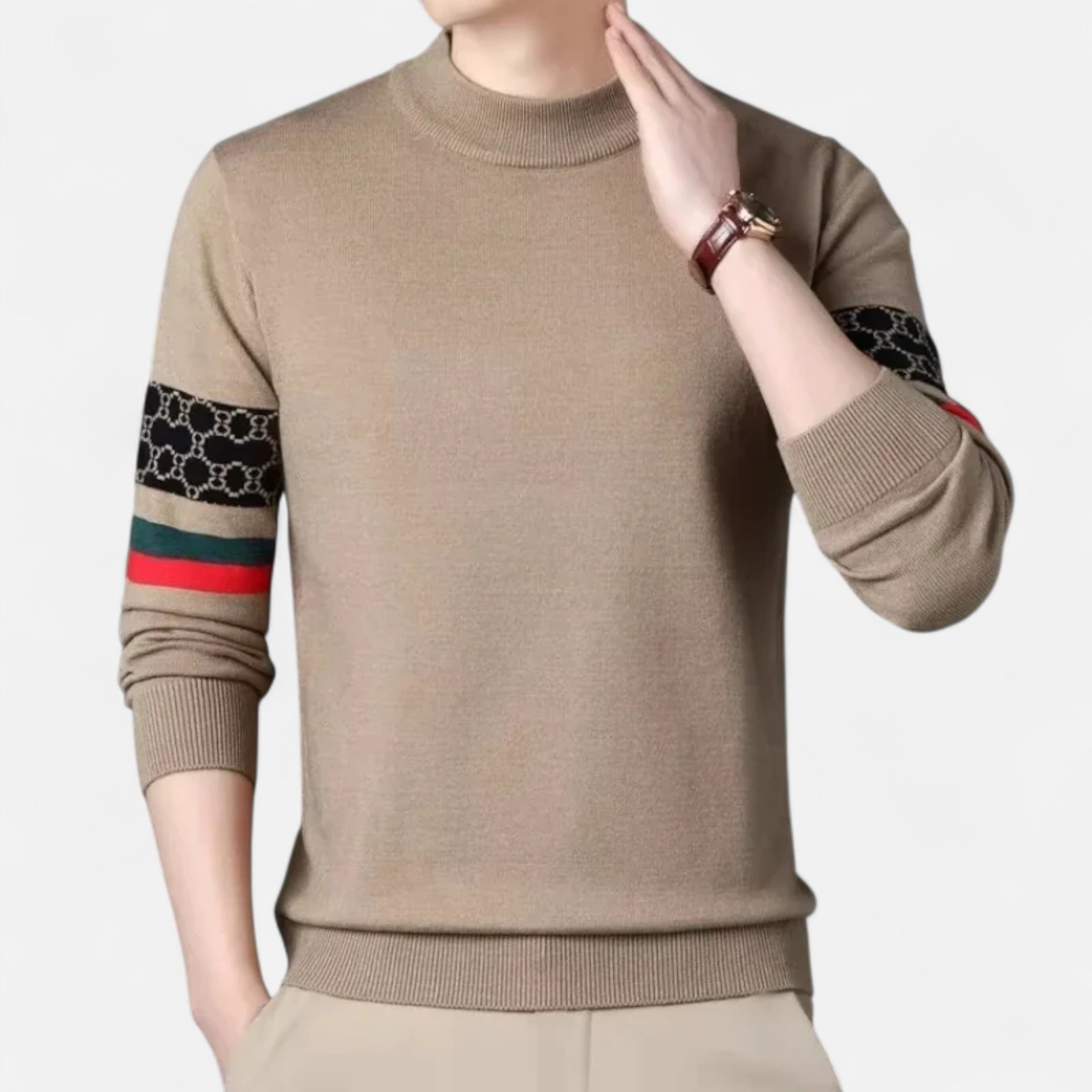Vitrenzomode | Men’s Knitted Round Neck Printed Woolen Sweater