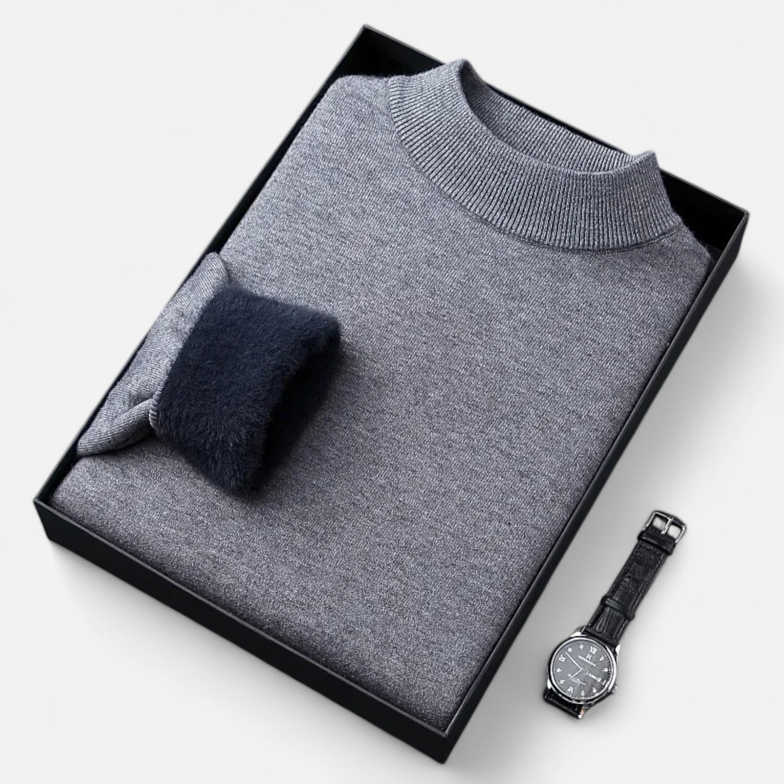 Vitrenzomode | Men’s Faux Fur High Collar Velvet Sweater