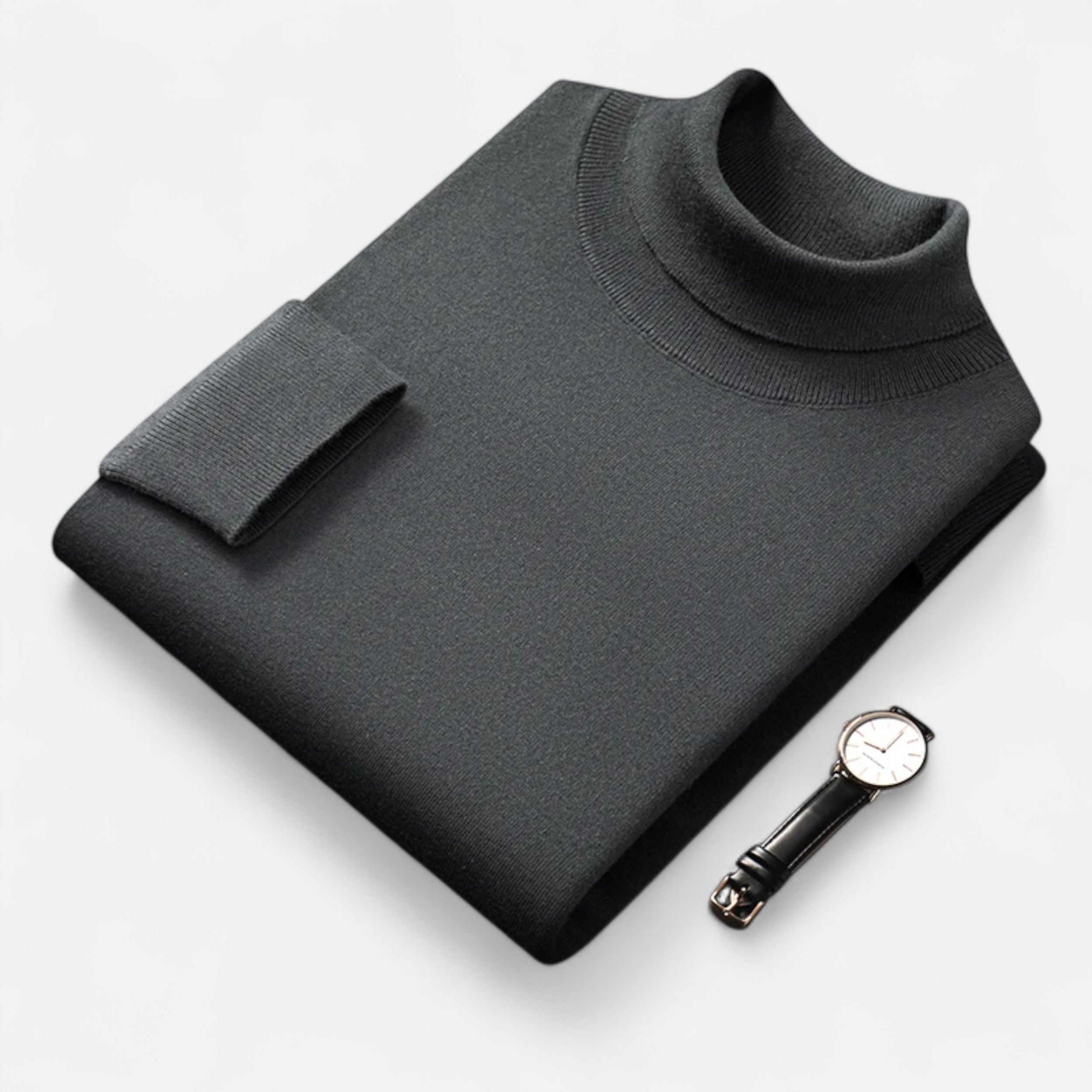 Vitrenzomode | Men’s Wool Silk Blend Turtleneck Slim Fit Sweater