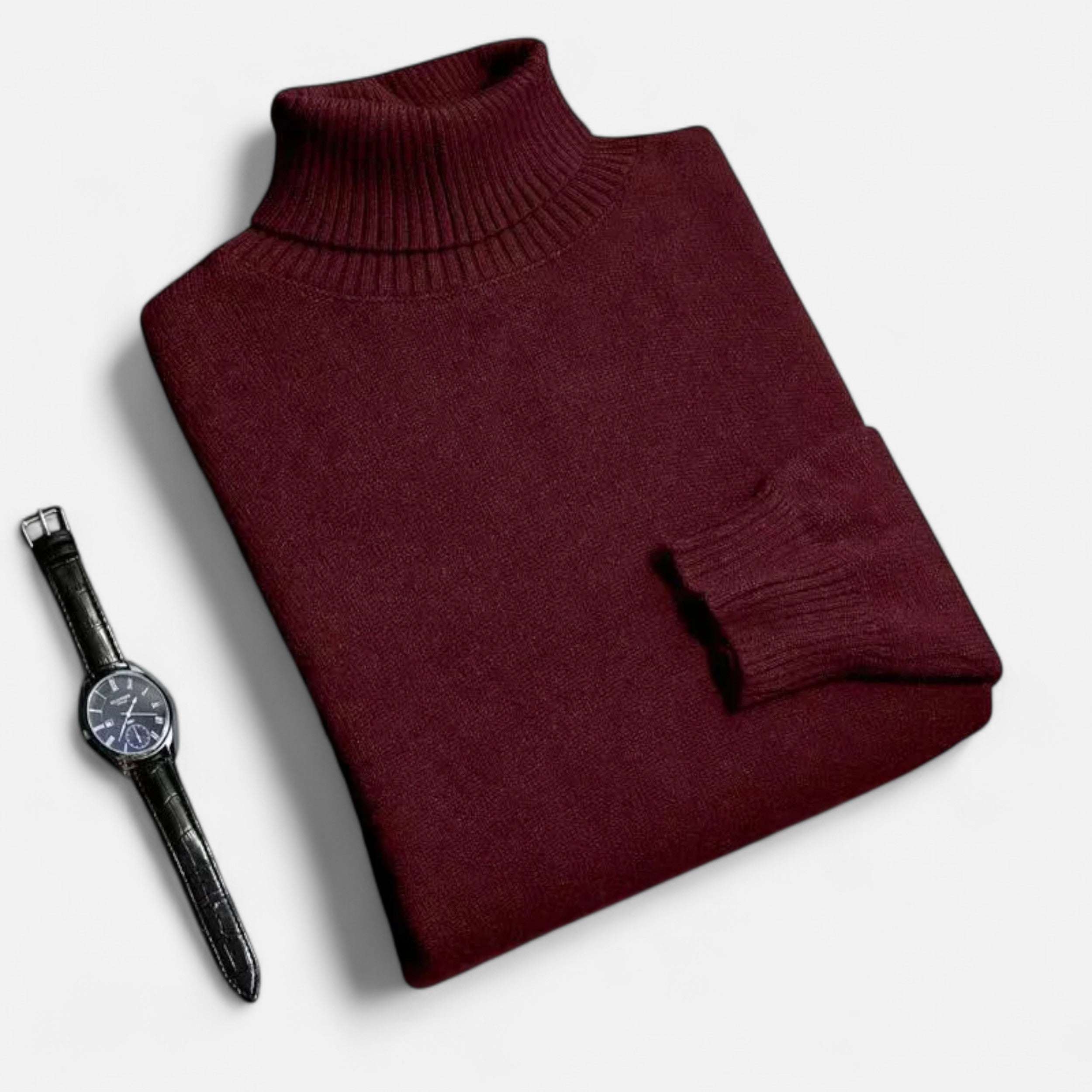 Vitrenzomode | Men’s Knitted Polyester Slim Fit Turtleneck Sweater