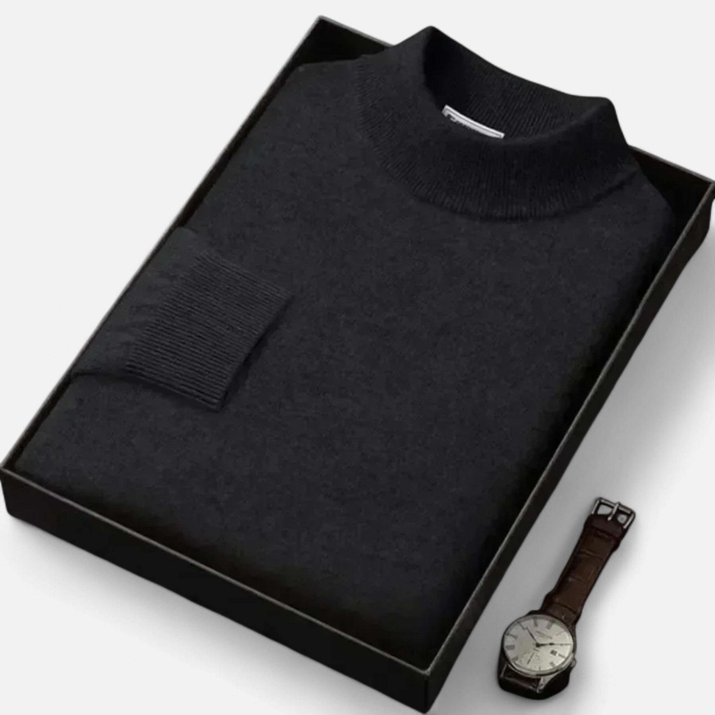Vitrenzomode | Men’s 100% Woolen Knit Mock Collar Pullover Sweater