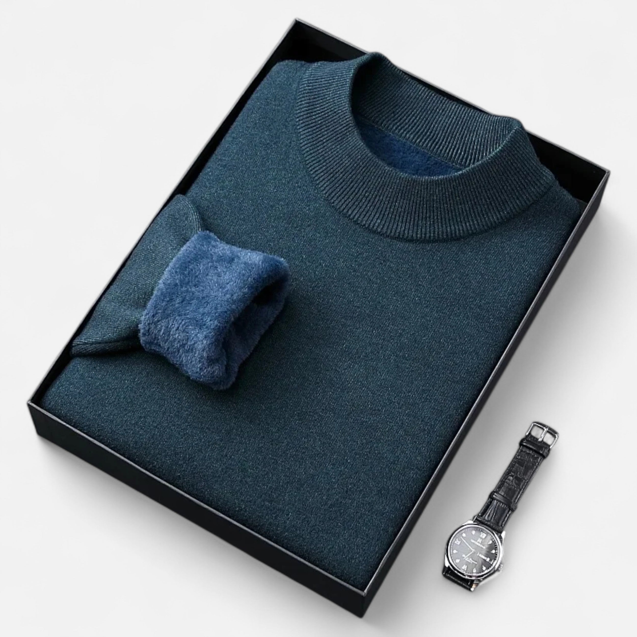 Vitrenzomode | Men’s Faux Fur High Collar Velvet Sweater