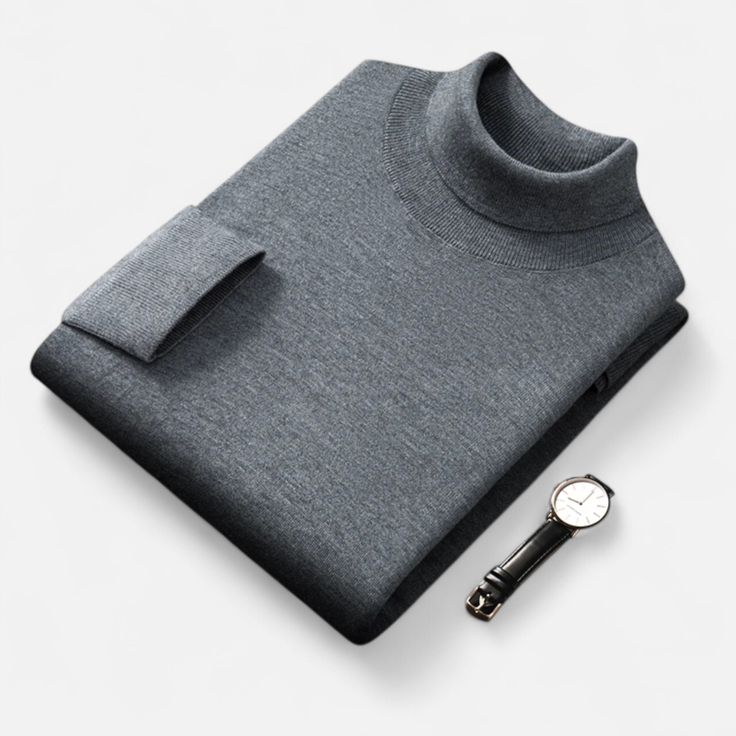 Vitrenzomode | Men’s Wool Silk Blend Turtleneck Slim Fit Sweater