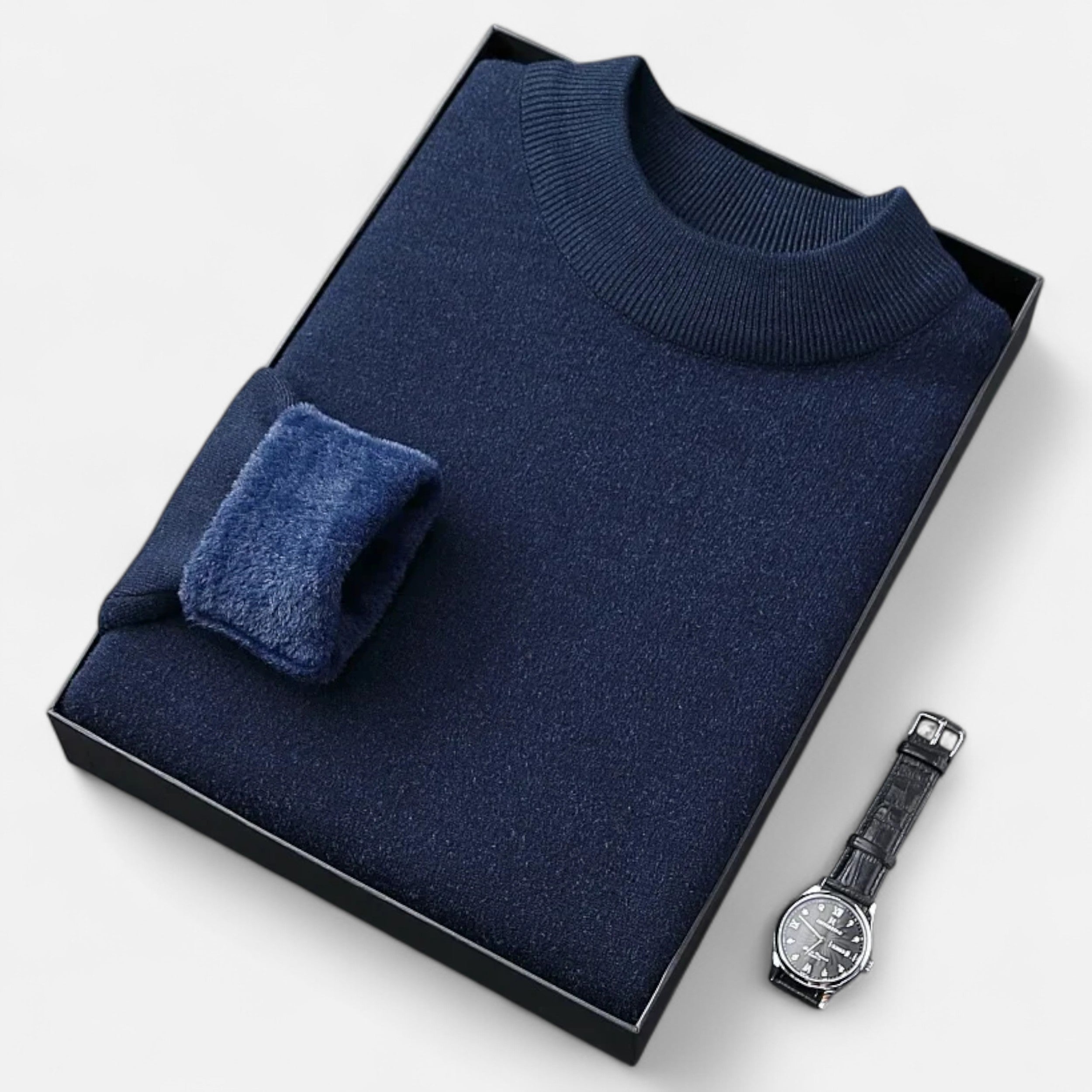 Vitrenzomode | Men’s Faux Fur High Collar Velvet Sweater