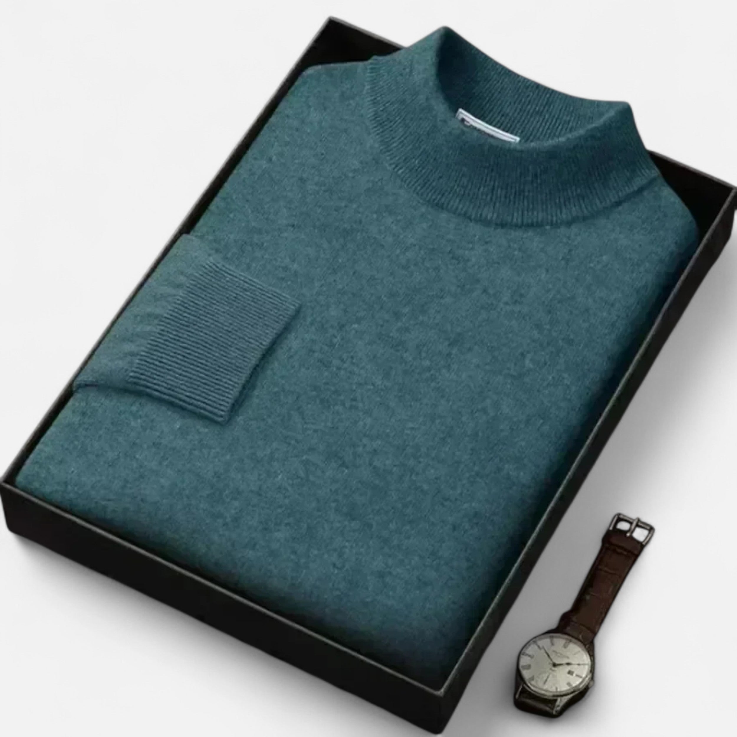 Vitrenzomode | Men’s 100% Woolen Knit Mock Collar Pullover Sweater