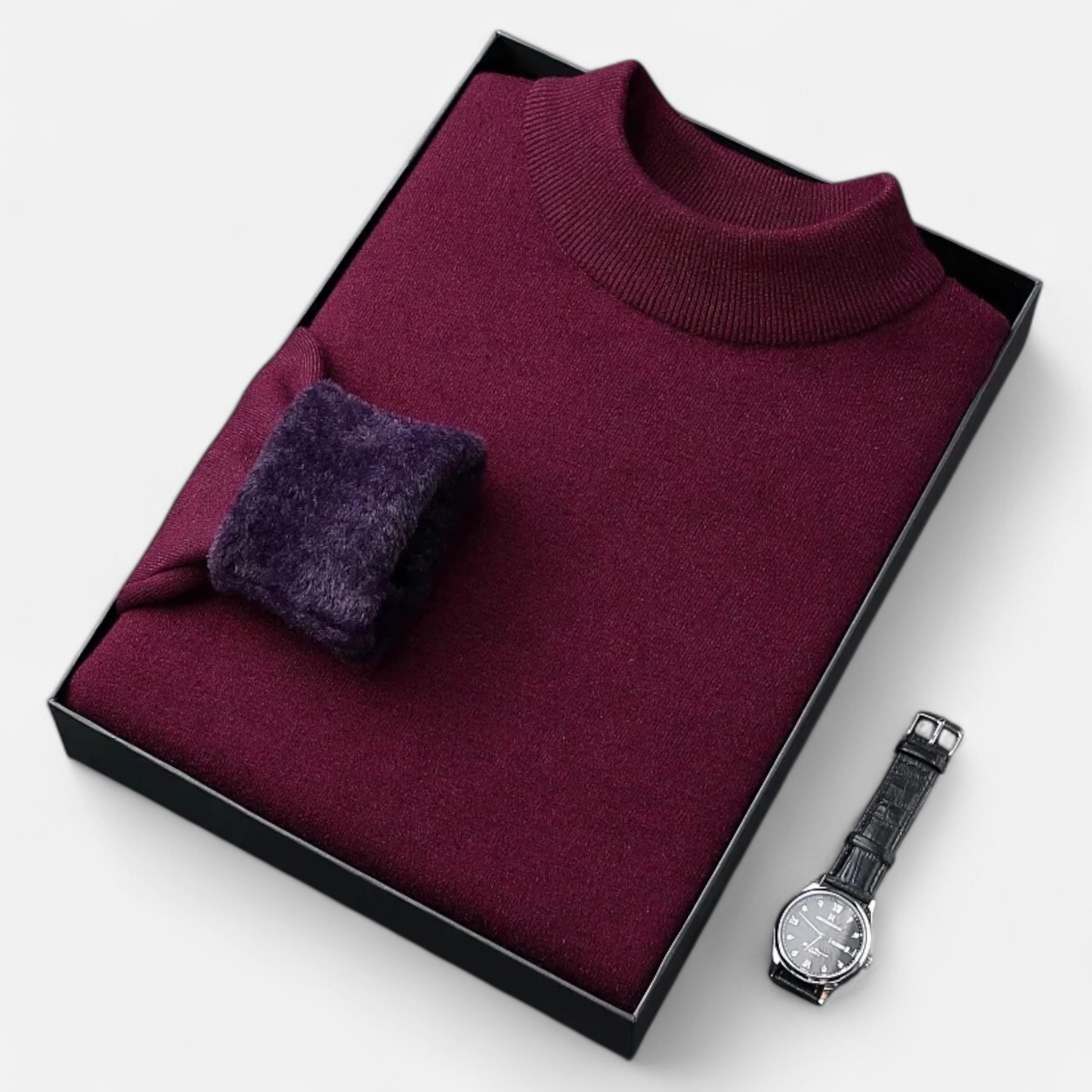 Vitrenzomode | Men’s Faux Fur High Collar Velvet Sweater