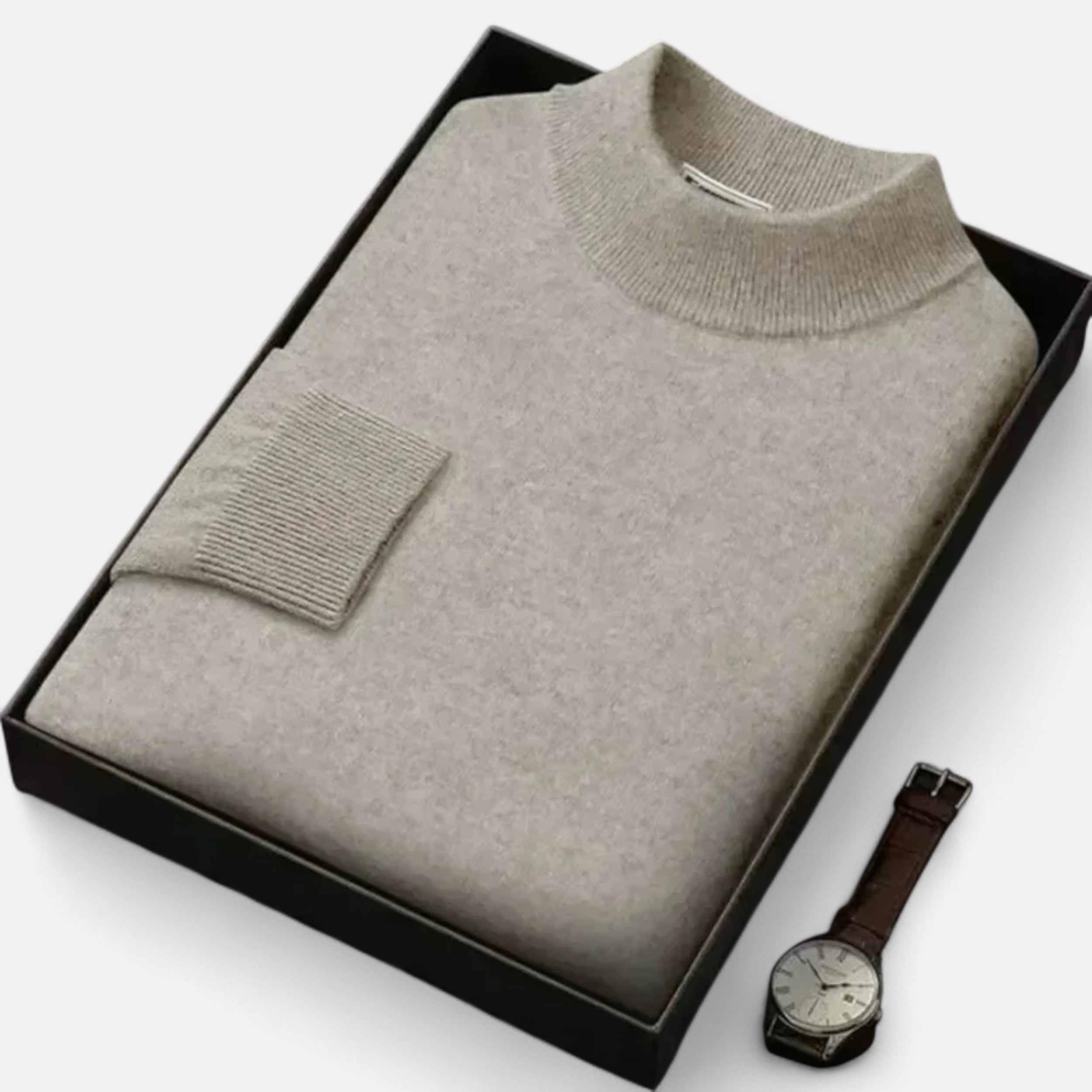 Vitrenzomode | Men’s 100% Woolen Knit Mock Collar Pullover Sweater