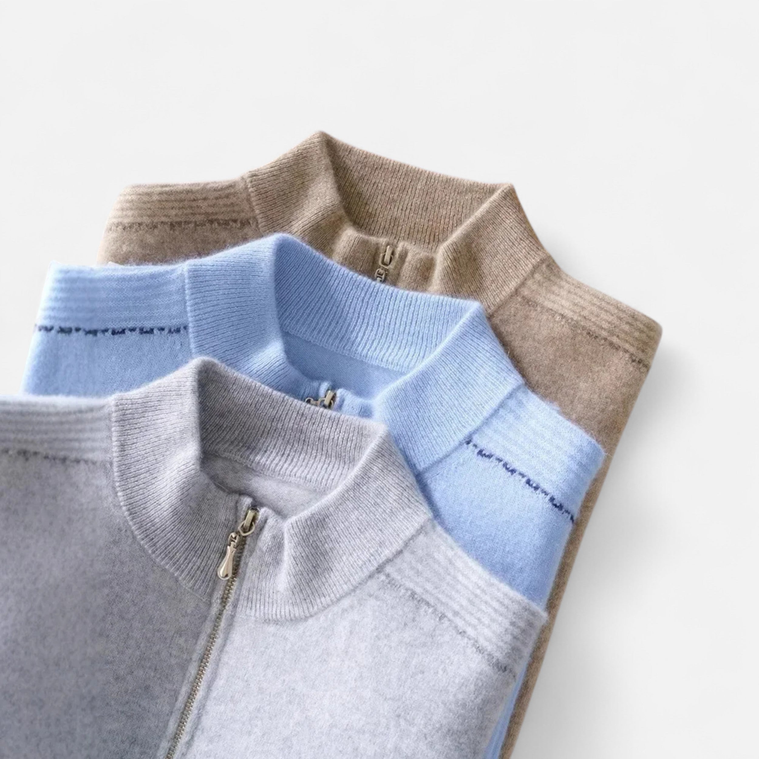 Vitrenzomode | Men’s Wool Knit Half Zip High Collar Sweater