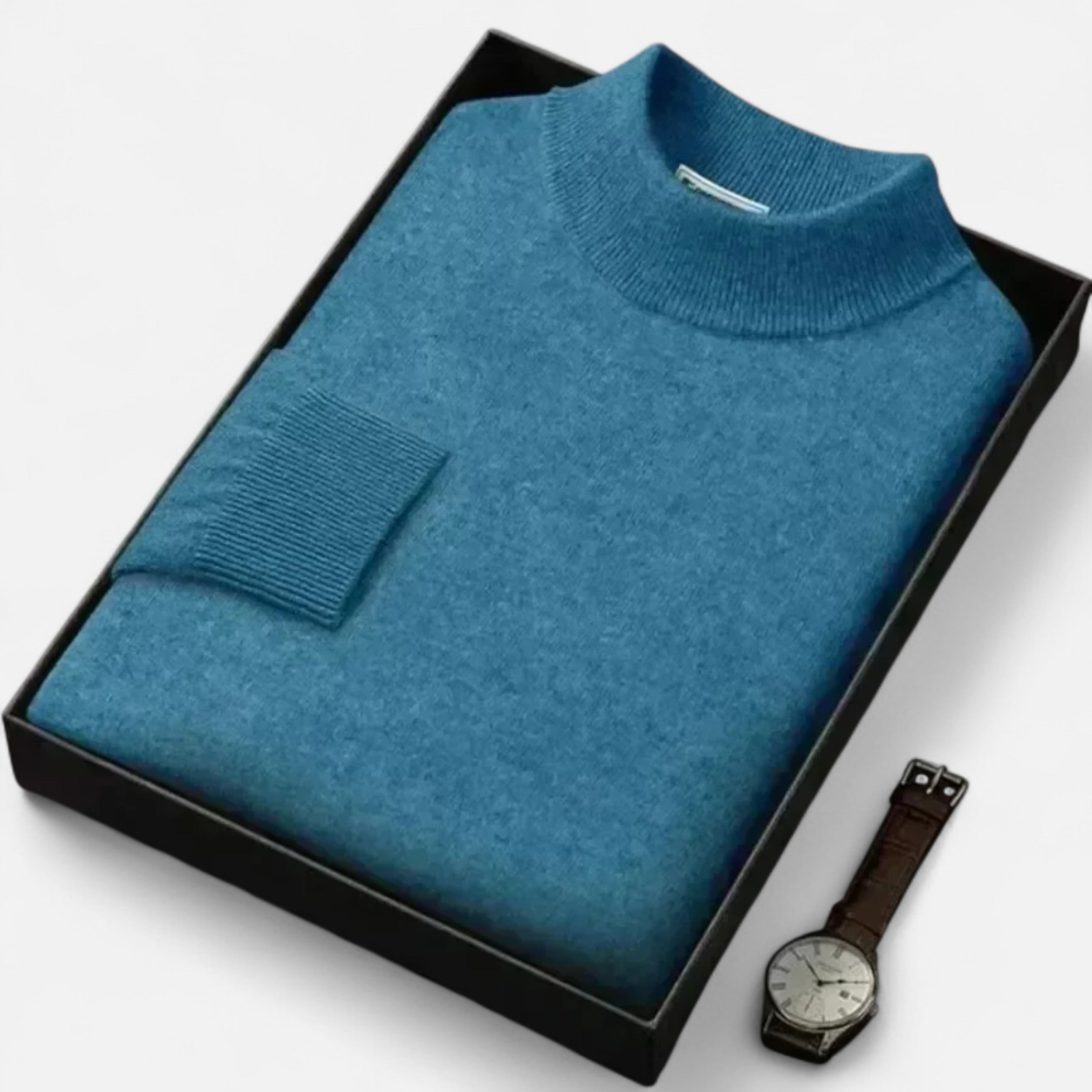 Vitrenzomode | Men’s 100% Woolen Knit Mock Collar Pullover Sweater