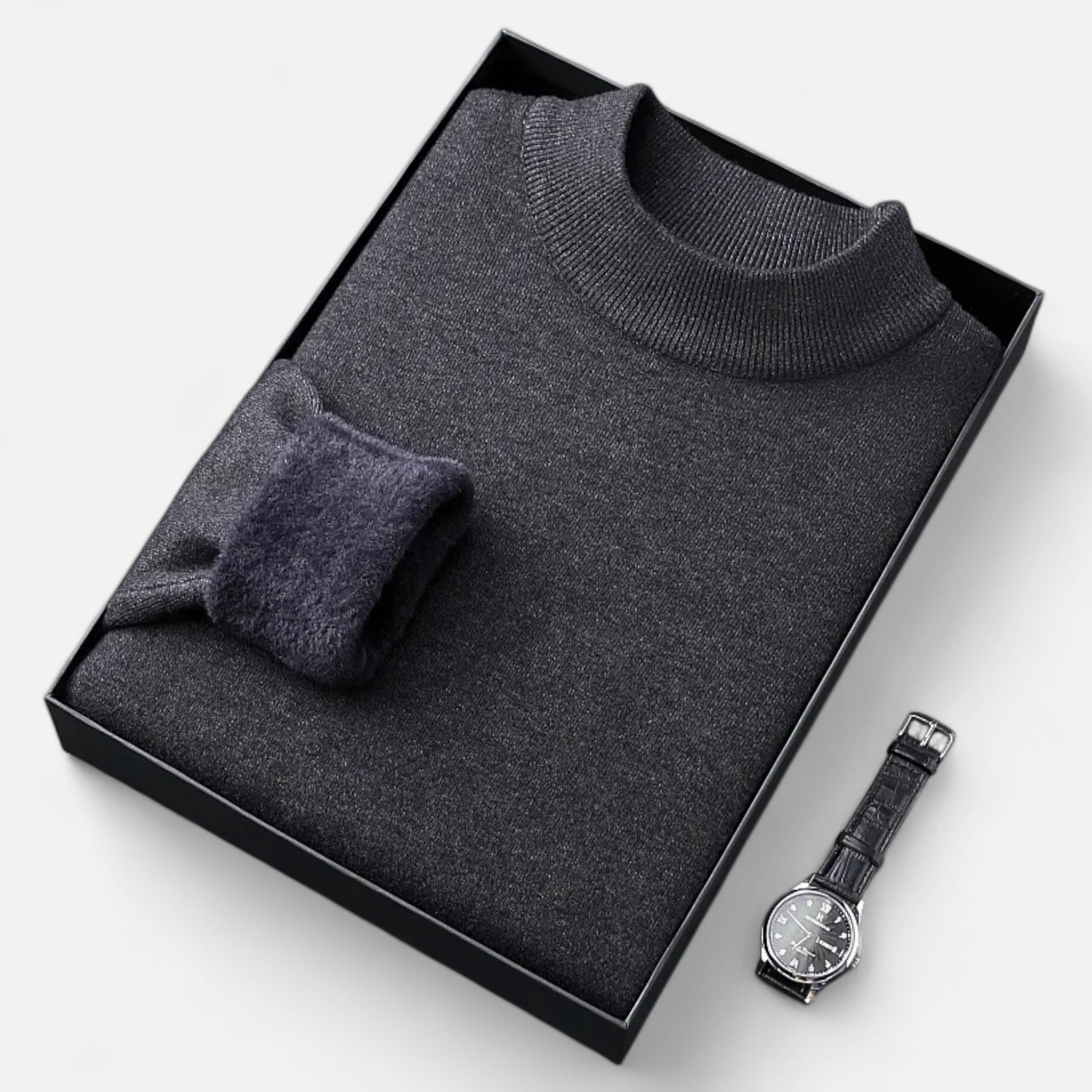 Vitrenzomode | Men’s Faux Fur High Collar Velvet Sweater