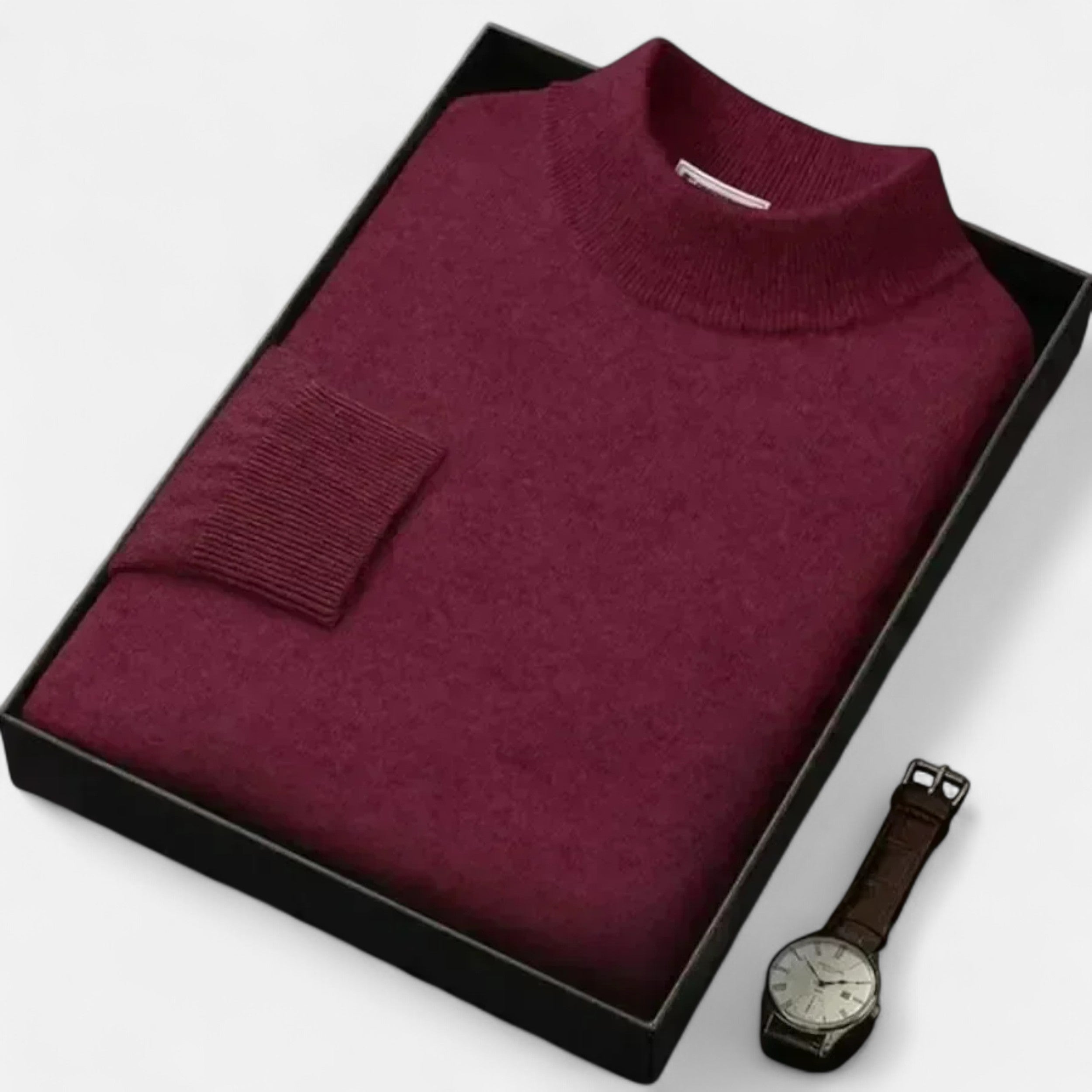 Vitrenzomode | Men’s 100% Woolen Knit Mock Collar Pullover Sweater