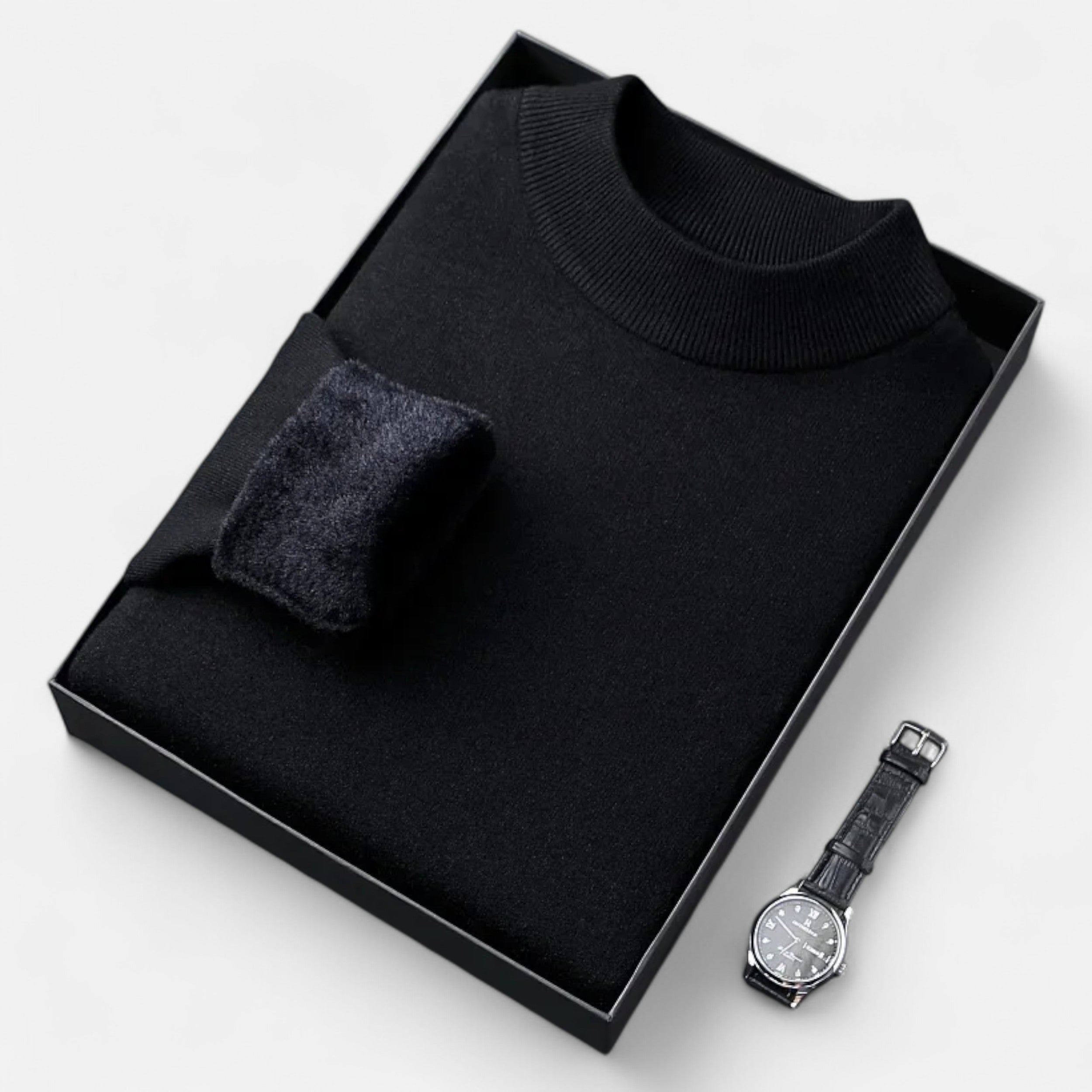Vitrenzomode | Men’s Faux Fur High Collar Velvet Sweater