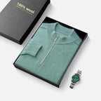 Vitrenzomode | Men’s Wool Knit Half Zip High Collar Sweater