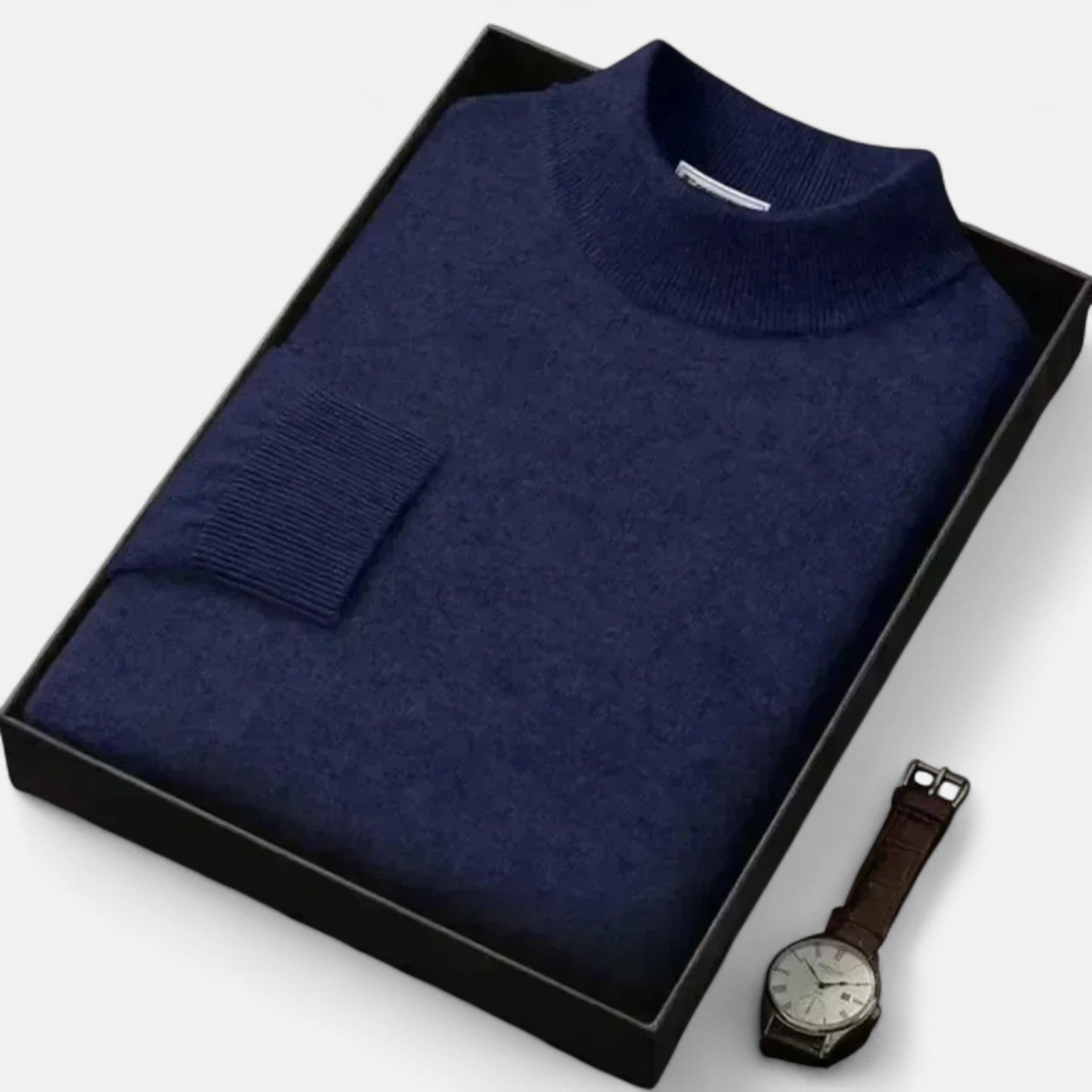 Vitrenzomode | Men’s 100% Woolen Knit Mock Collar Pullover Sweater