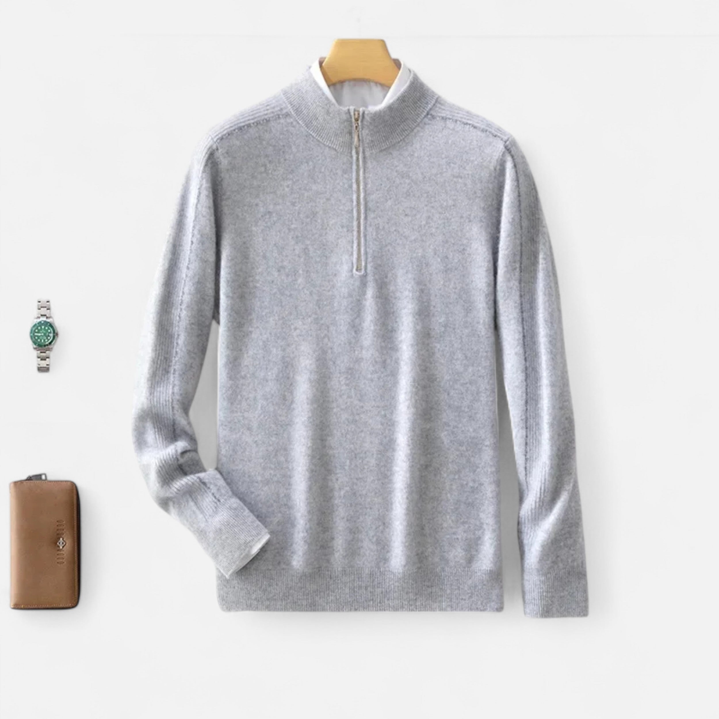 Vitrenzomode | Men’s Wool Knit Half Zip High Collar Sweater
