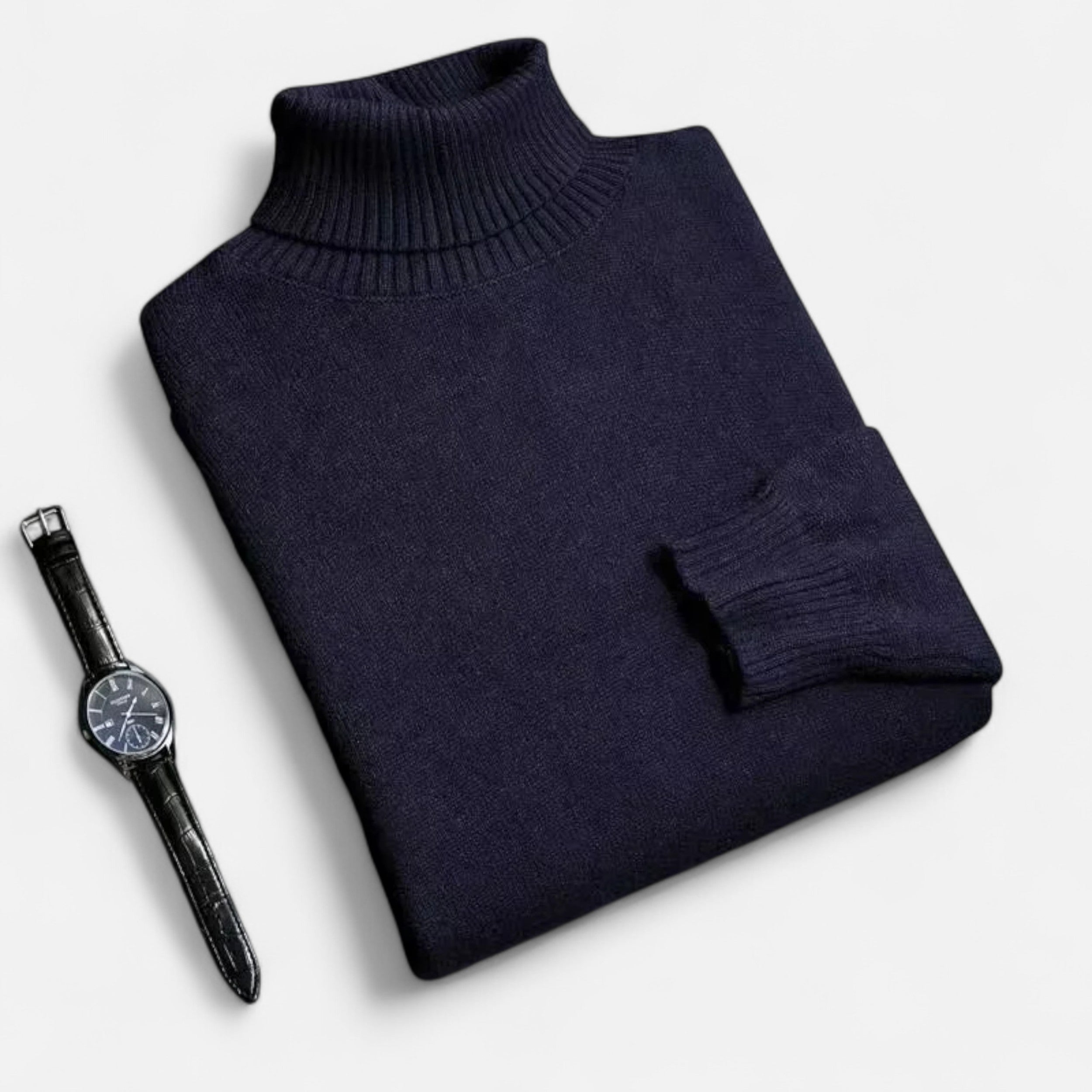 Vitrenzomode | Men’s Knitted Polyester Slim Fit Turtleneck Sweater
