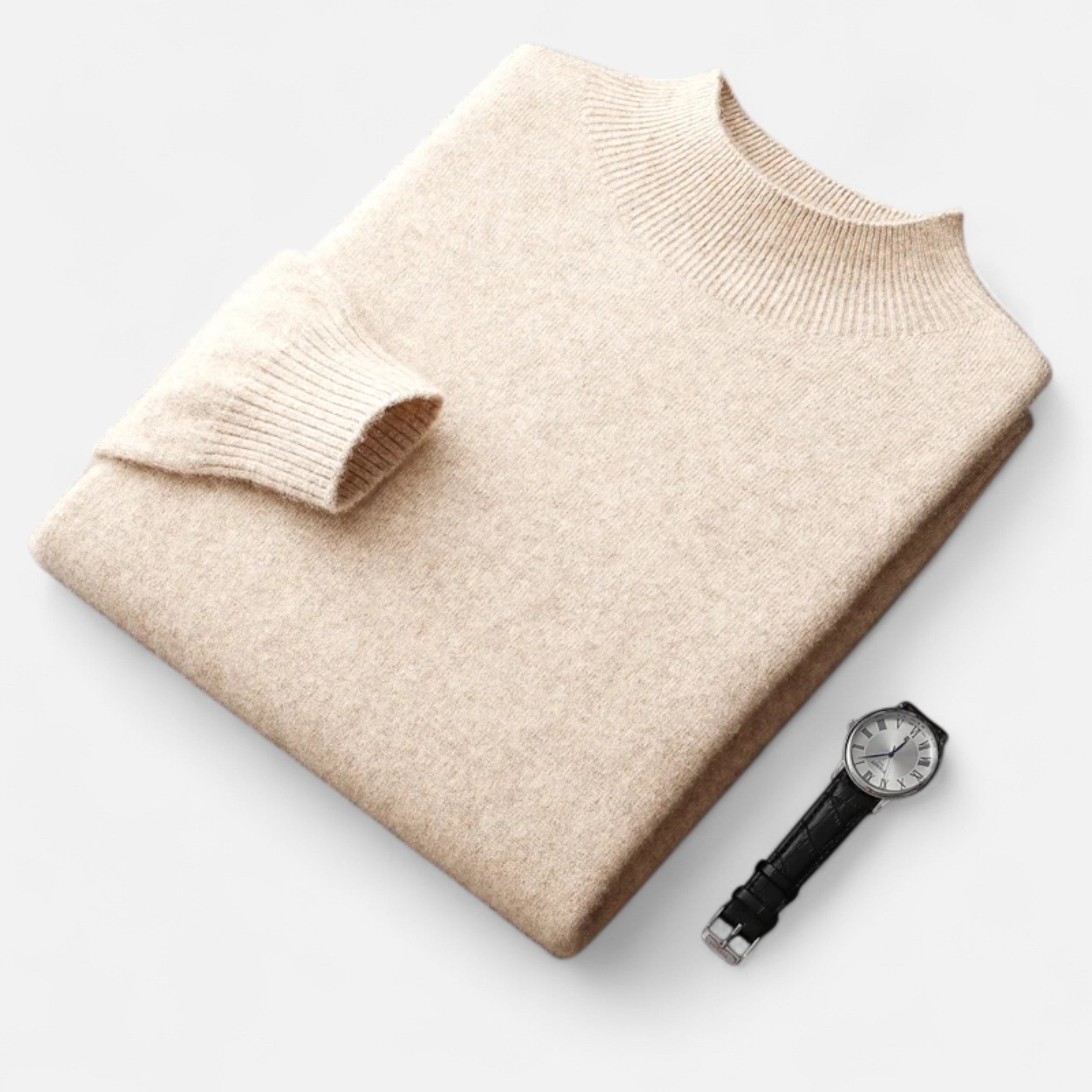 Vitrenzomode | Men’s 100% Merino Wool Mock Neck Pullover Sweater