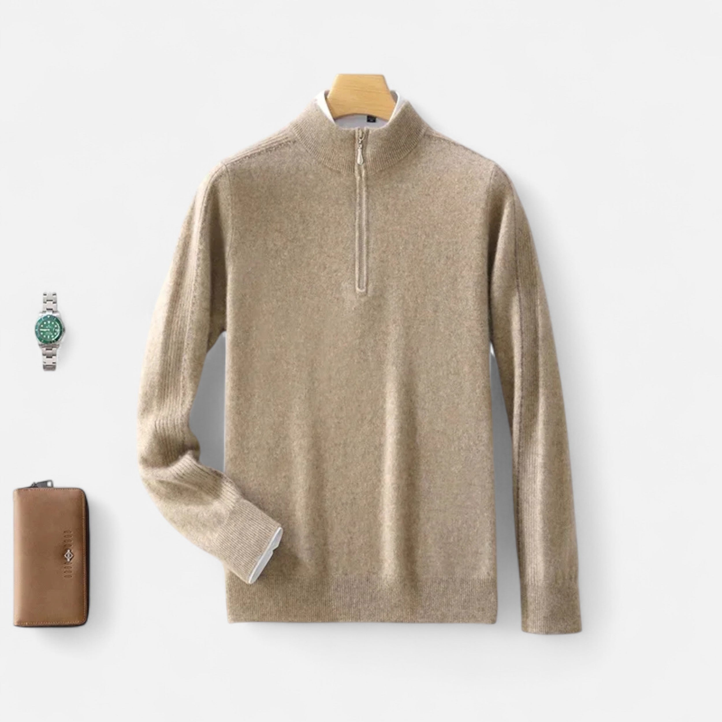 Vitrenzomode | Men’s Wool Knit Half Zip High Collar Sweater
