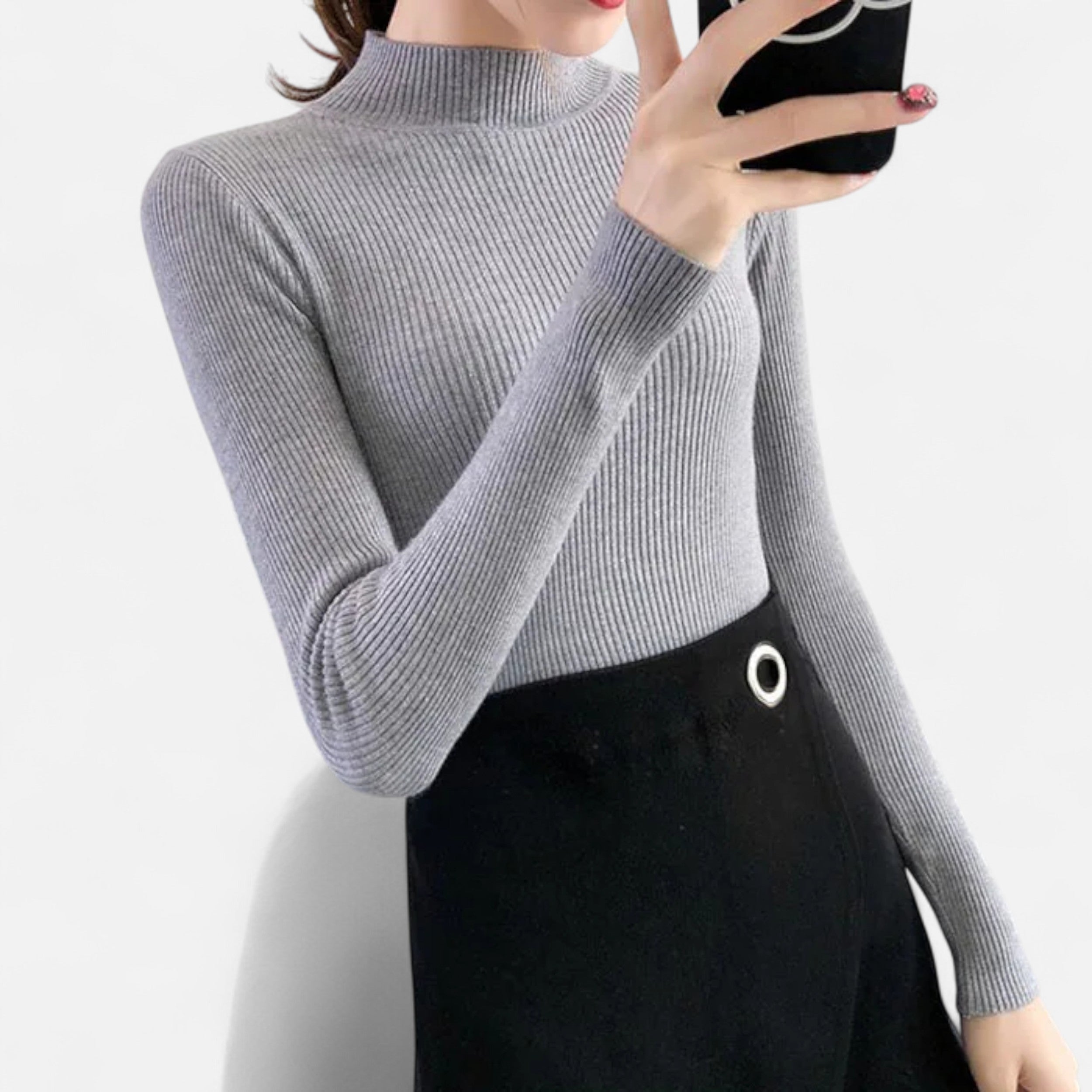 Vitrenzomode | Women’s Polyester Cotton Knitted Mock Neck Sweater
