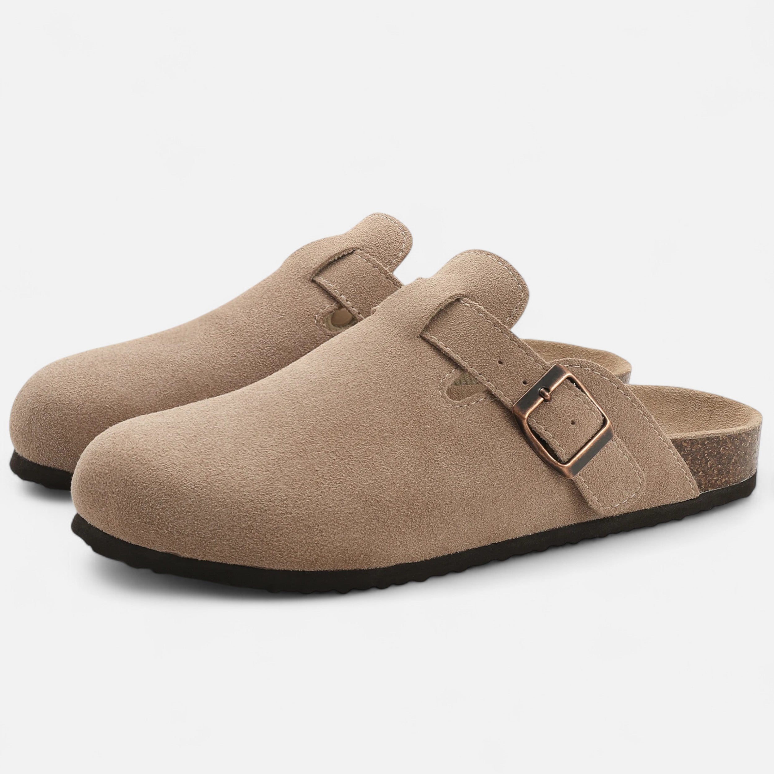 Vitrenzomode | Women’s Suede Cork Insole Mules Sandals