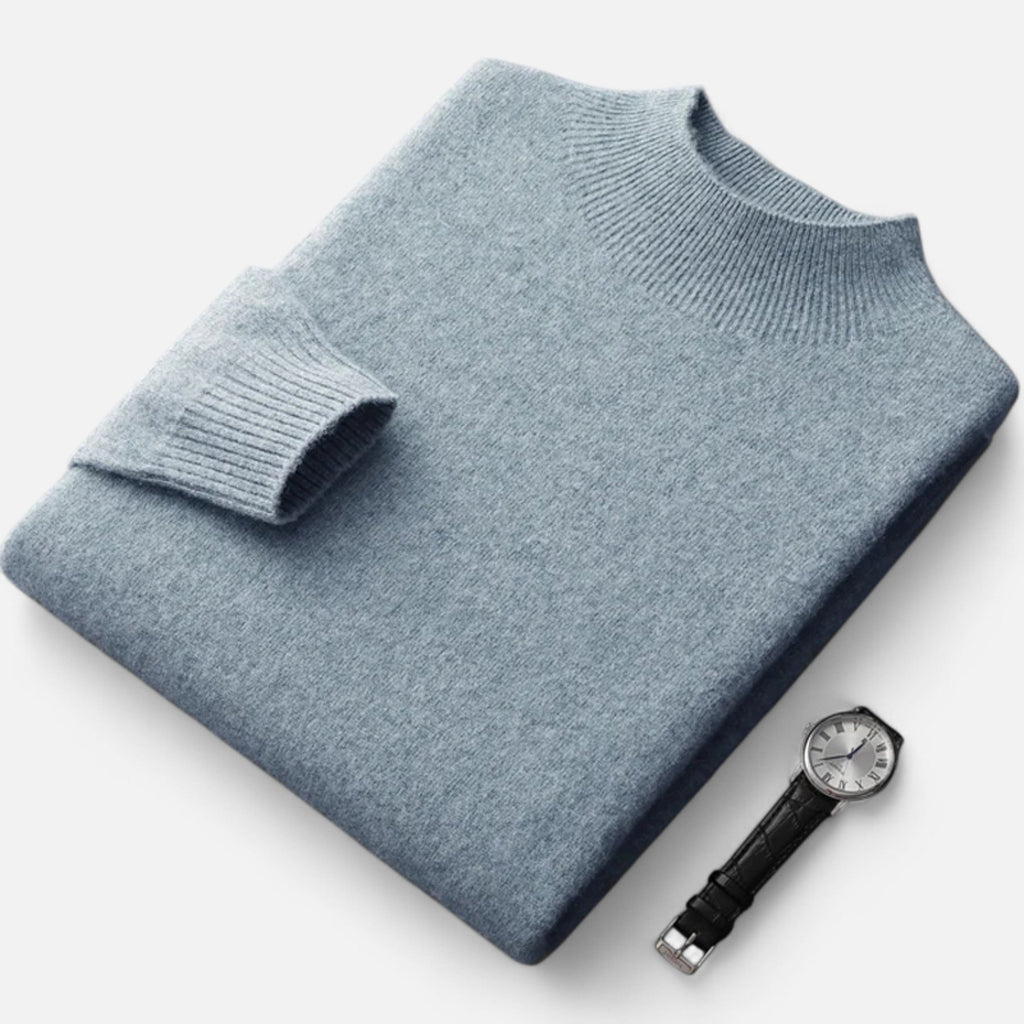 Vitrenzomode | Men’s 100% Merino Wool Mock Neck Pullover Sweater