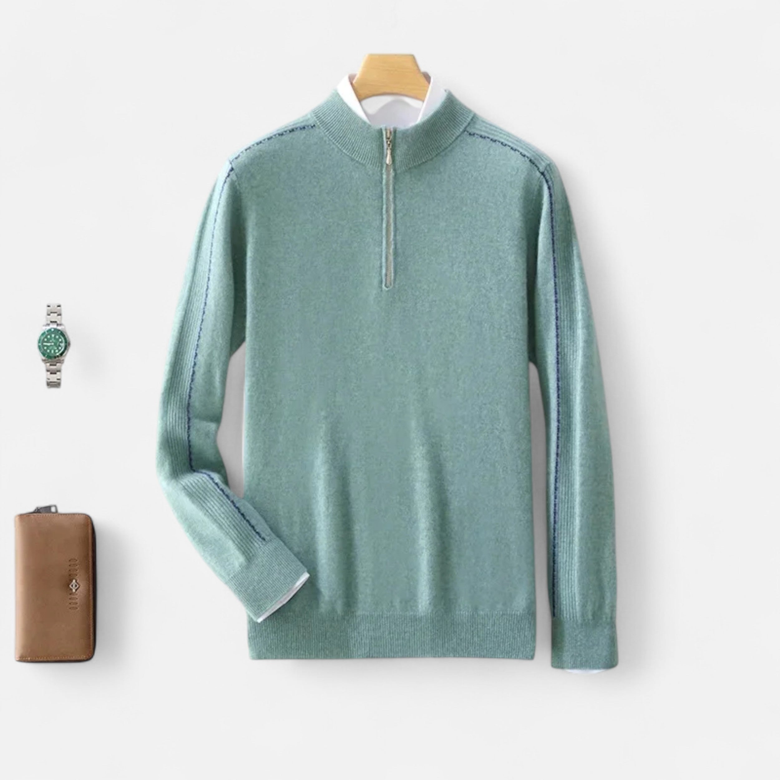 Vitrenzomode | Men’s Wool Knit Half Zip High Collar Sweater