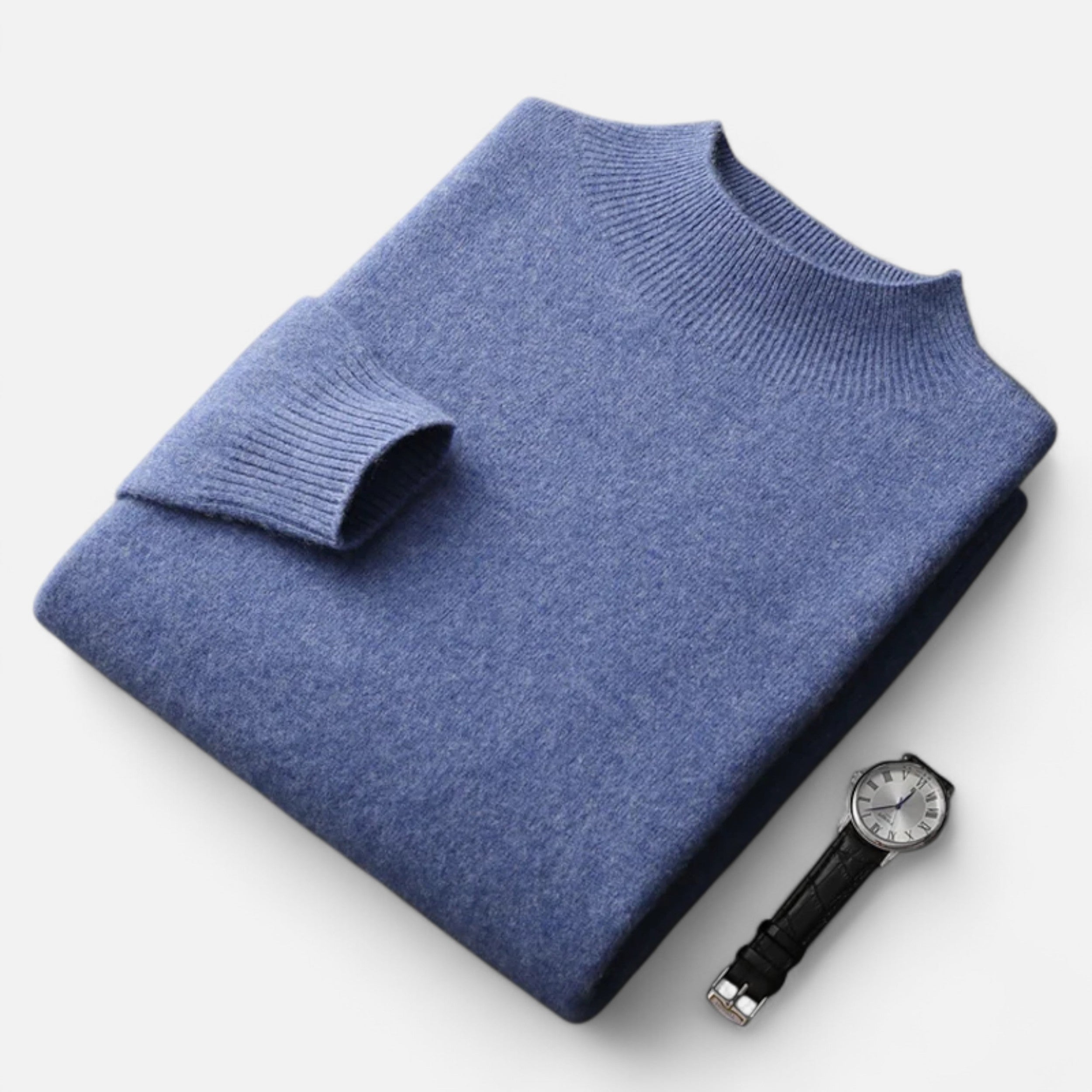 Vitrenzomode | Men’s 100% Merino Wool Mock Neck Pullover Sweater
