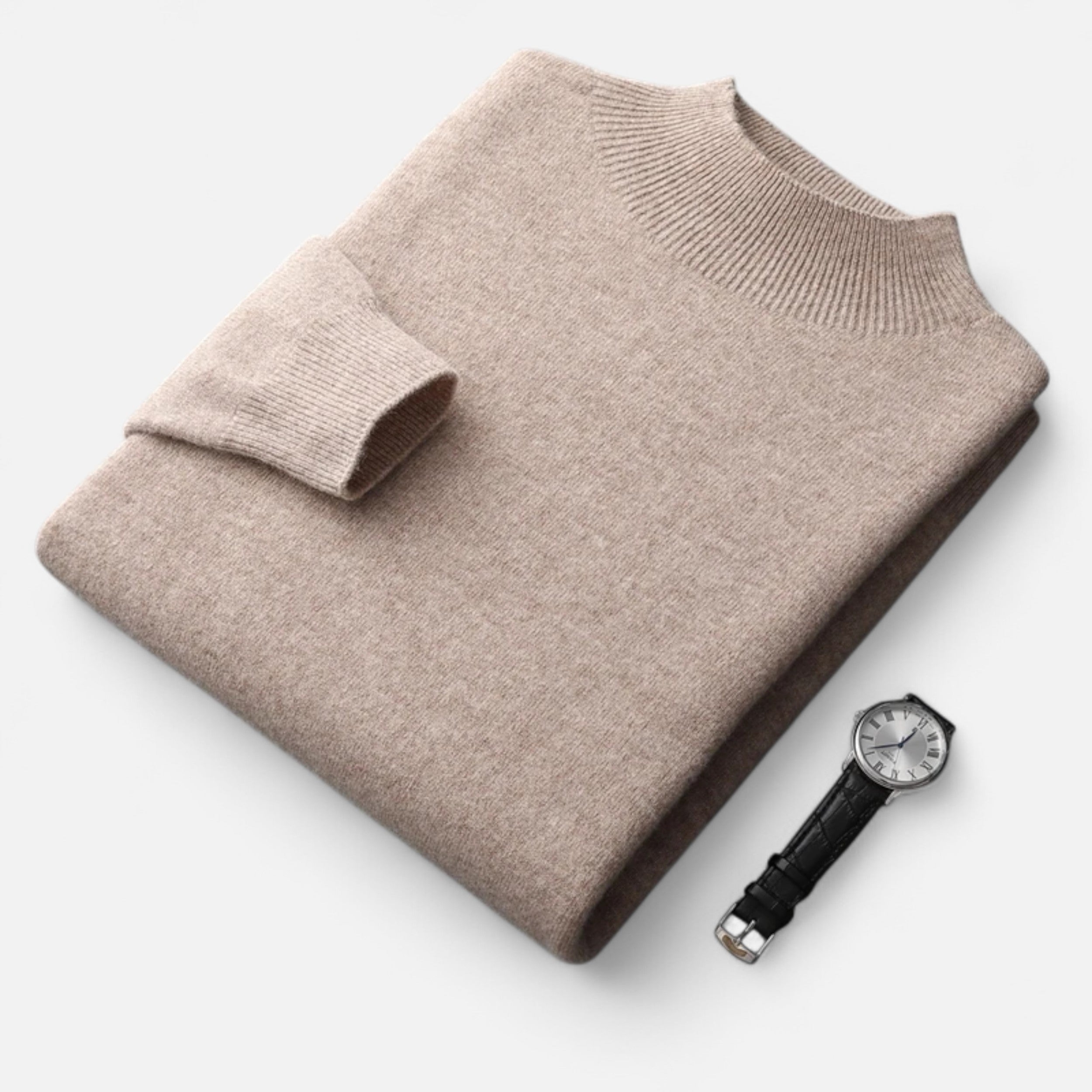 Vitrenzomode | Men’s 100% Merino Wool Mock Neck Pullover Sweater