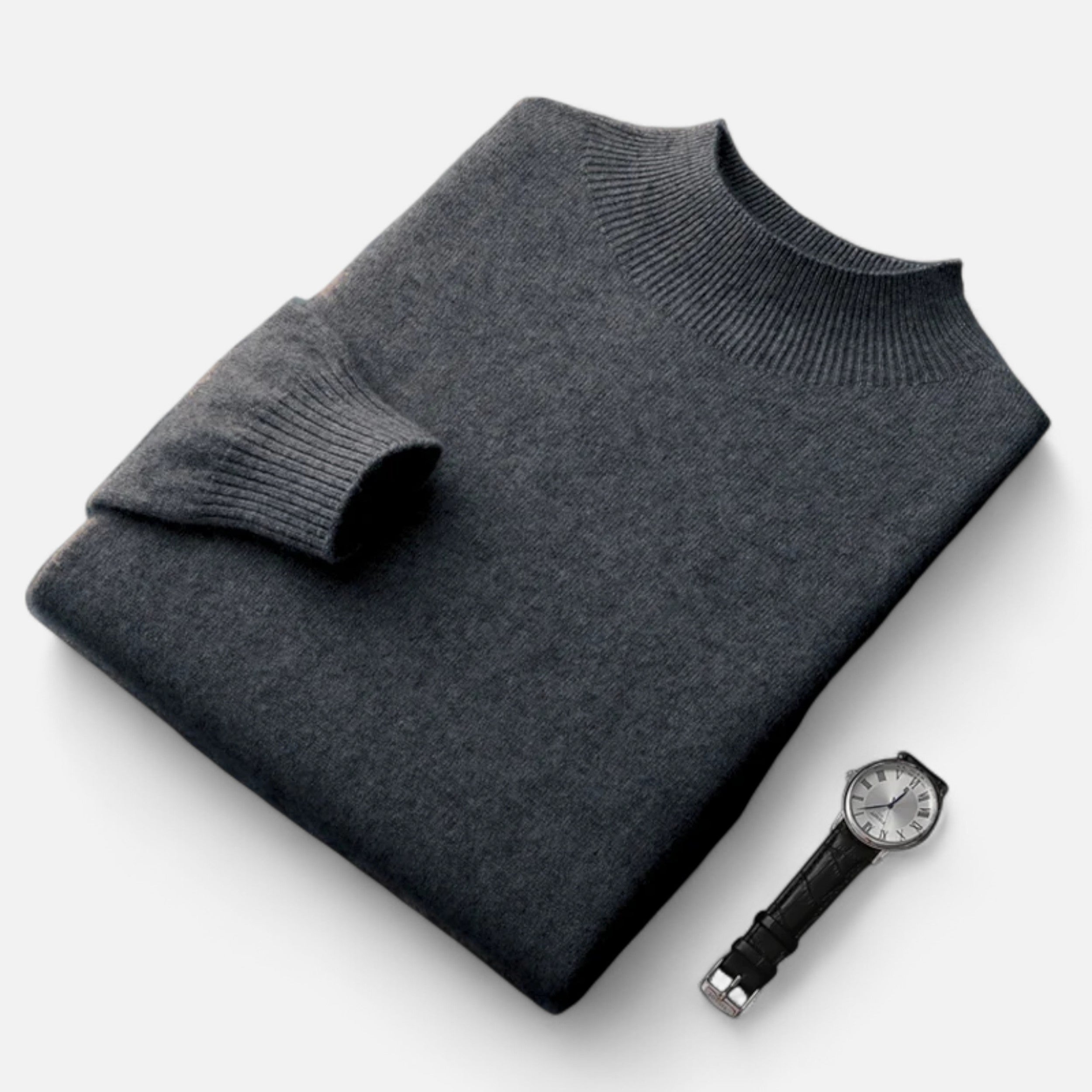 Vitrenzomode | Men’s 100% Merino Wool Mock Neck Pullover Sweater
