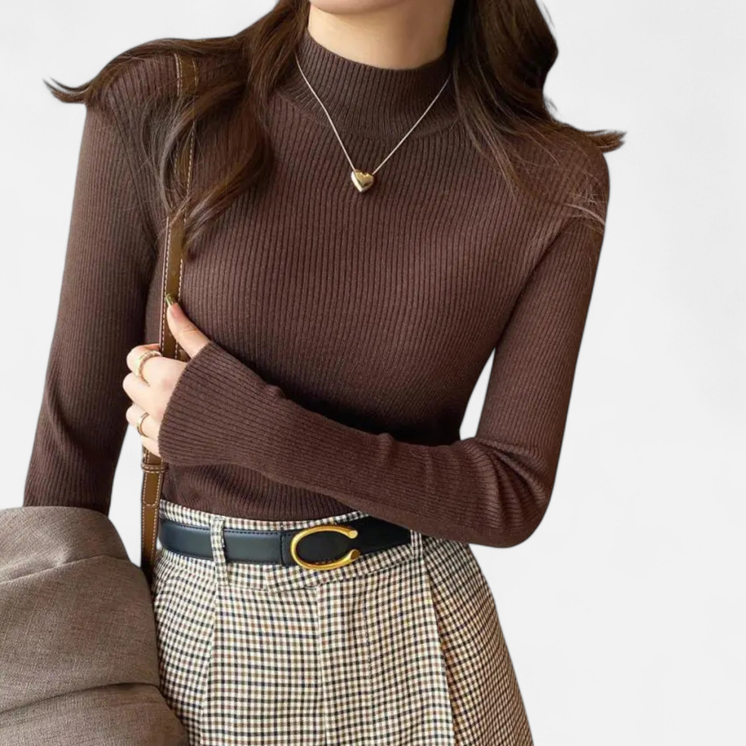 Vitrenzomode | Women’s Polyester Cotton Knitted Mock Neck Sweater