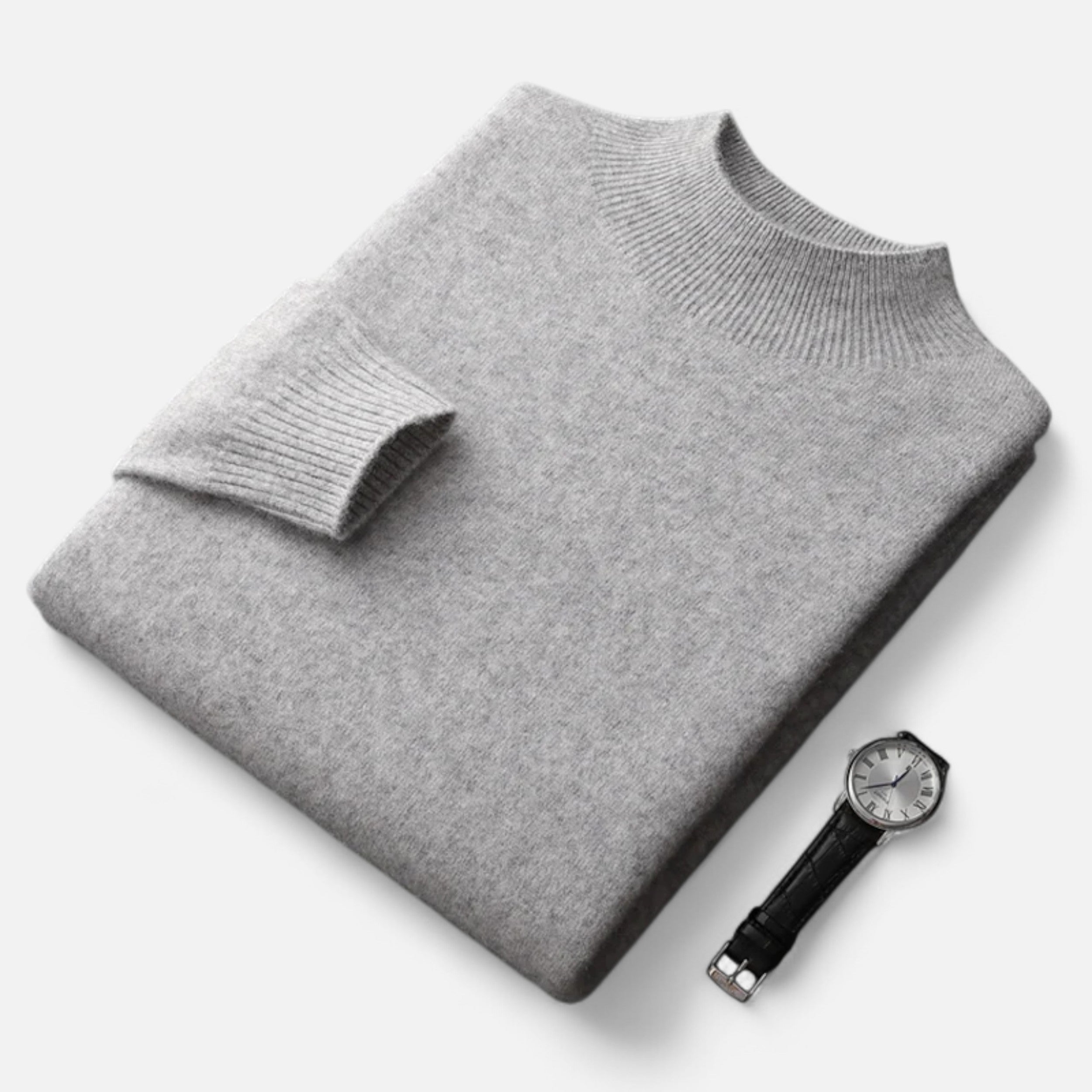Vitrenzomode | Men’s 100% Merino Wool Mock Neck Pullover Sweater