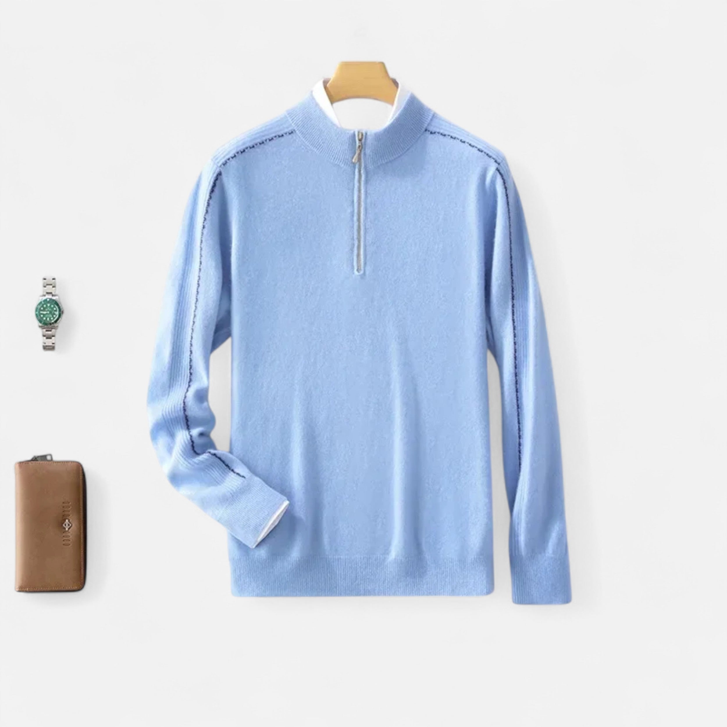 Vitrenzomode | Men’s Wool Knit Half Zip High Collar Sweater