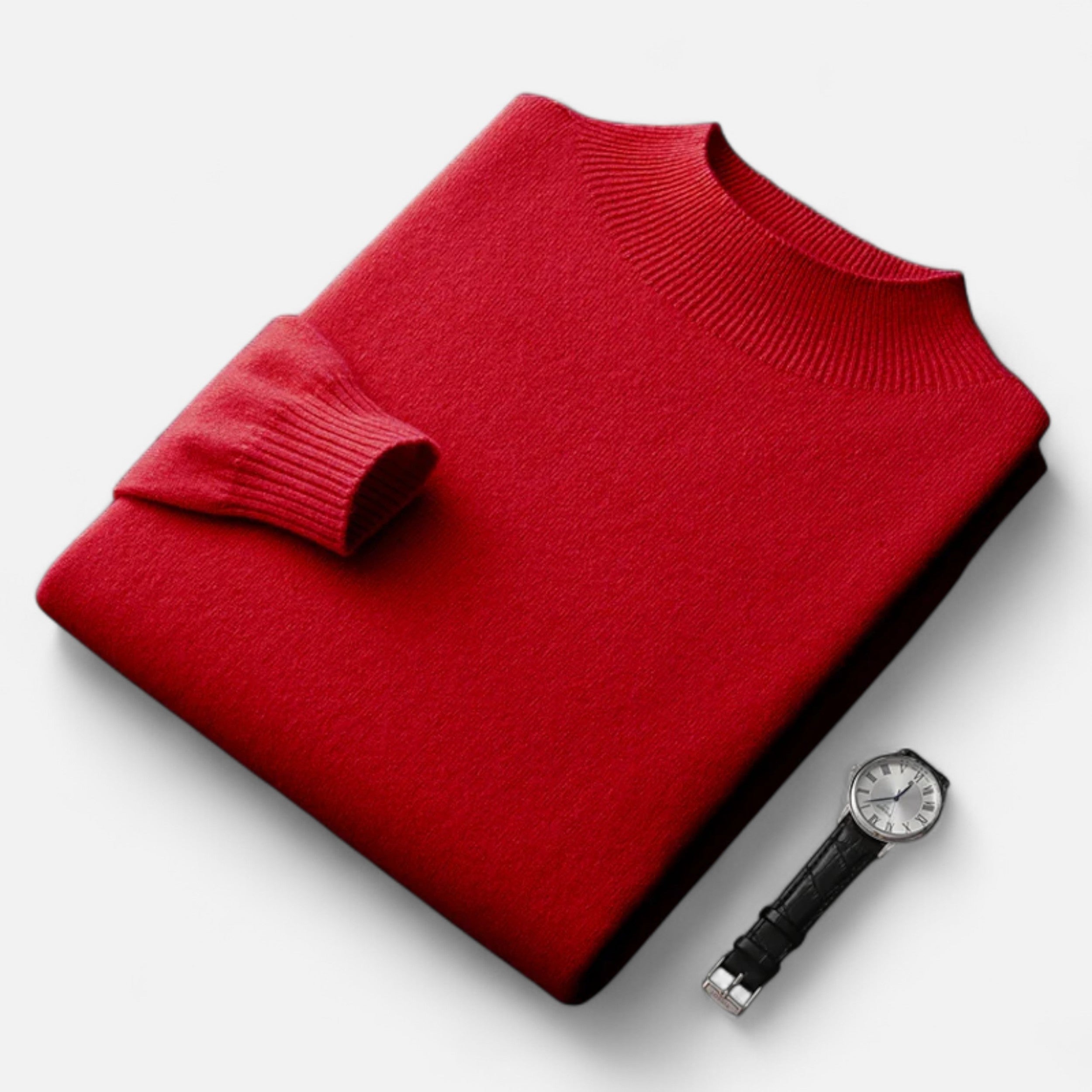 Vitrenzomode | Men’s 100% Merino Wool Mock Neck Pullover Sweater
