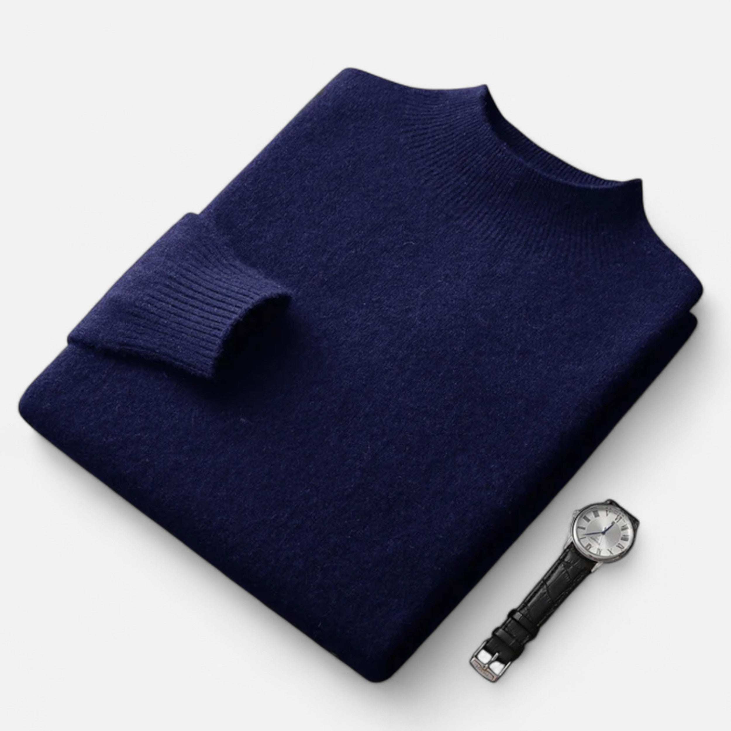 Vitrenzomode | Men’s 100% Merino Wool Mock Neck Pullover Sweater