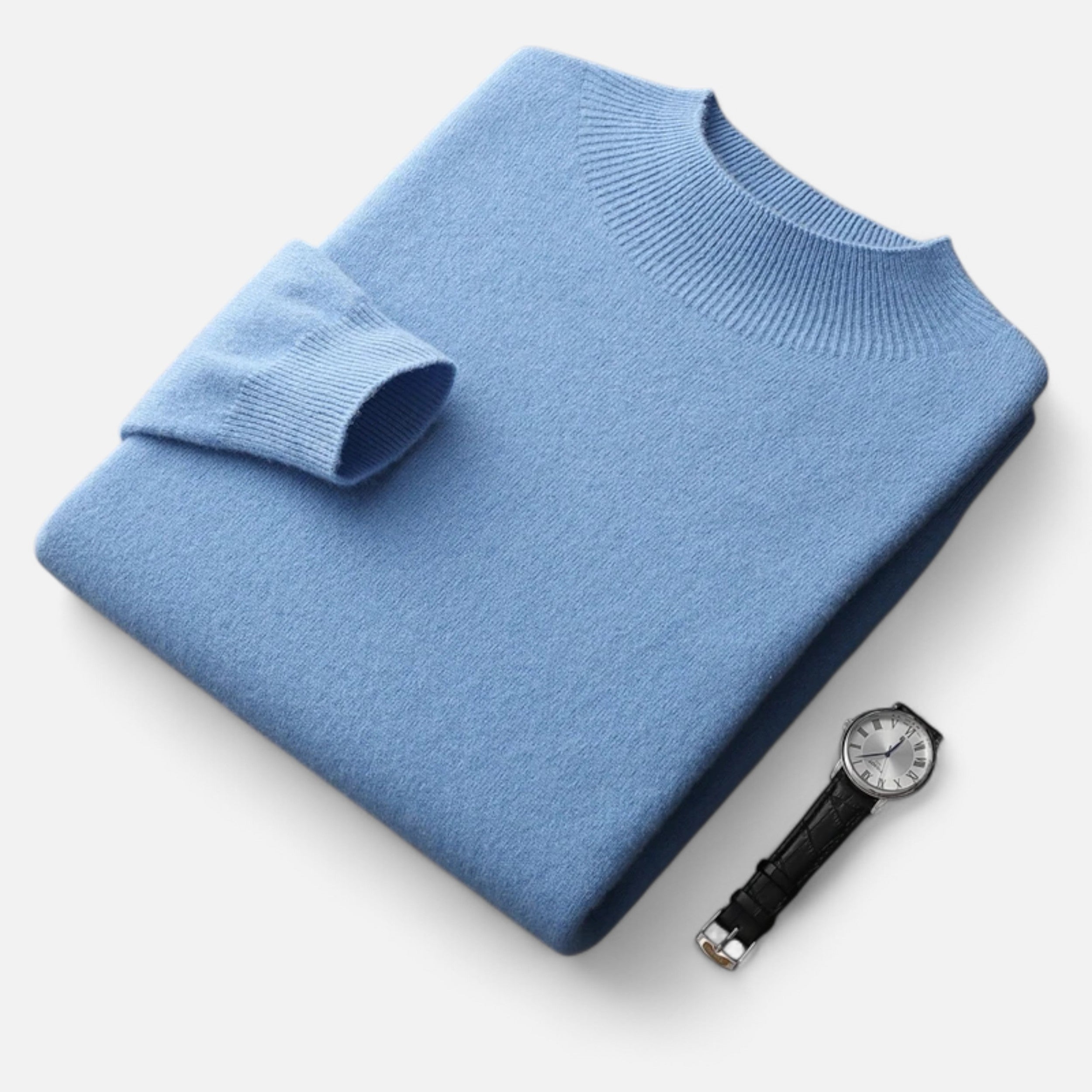 Vitrenzomode | Men’s 100% Merino Wool Mock Neck Pullover Sweater