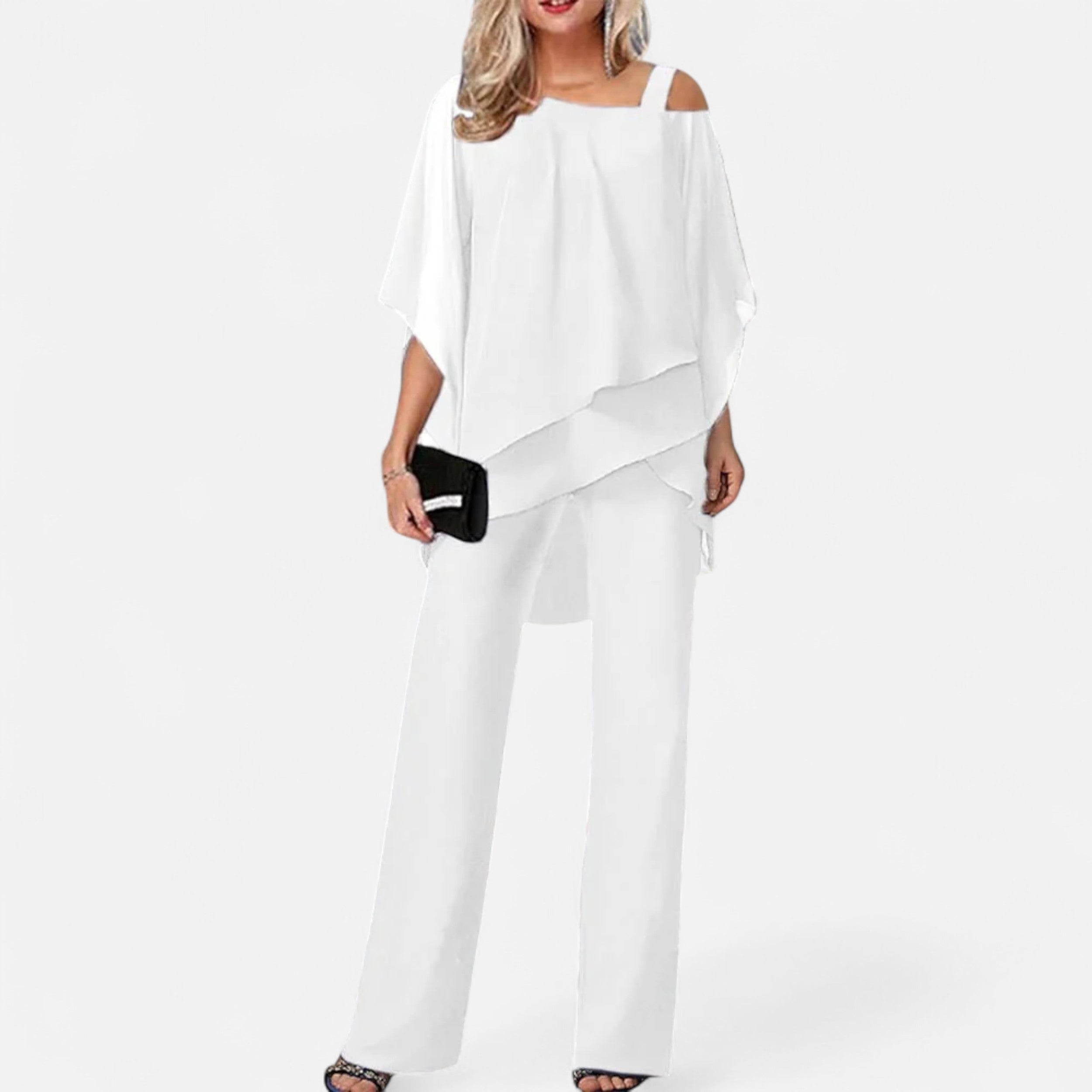 Vitrenzomode | Women’s Lightweight Polyester Blend Cold Shoulder 2-Piece Set
