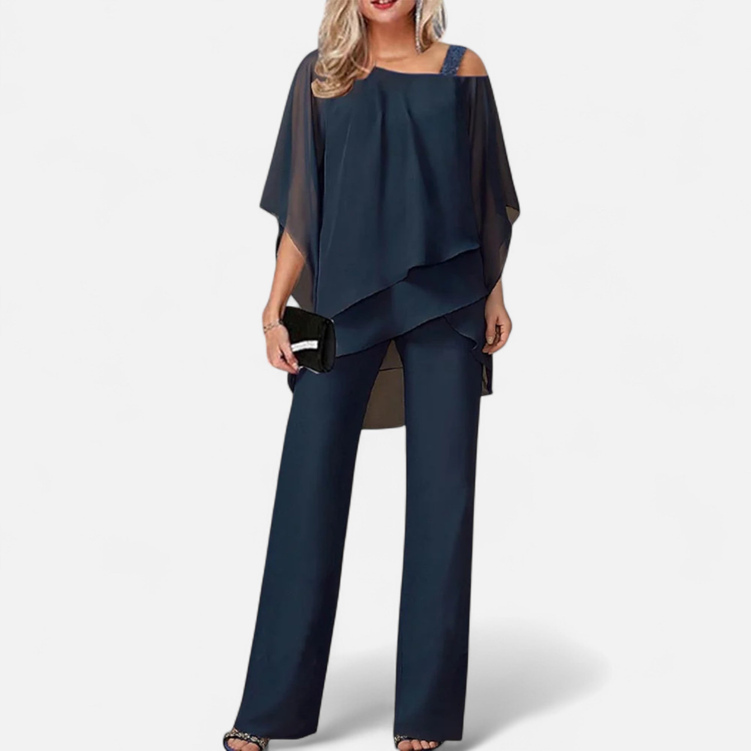 Vitrenzomode | Women’s Lightweight Polyester Blend Cold Shoulder 2-Piece Set