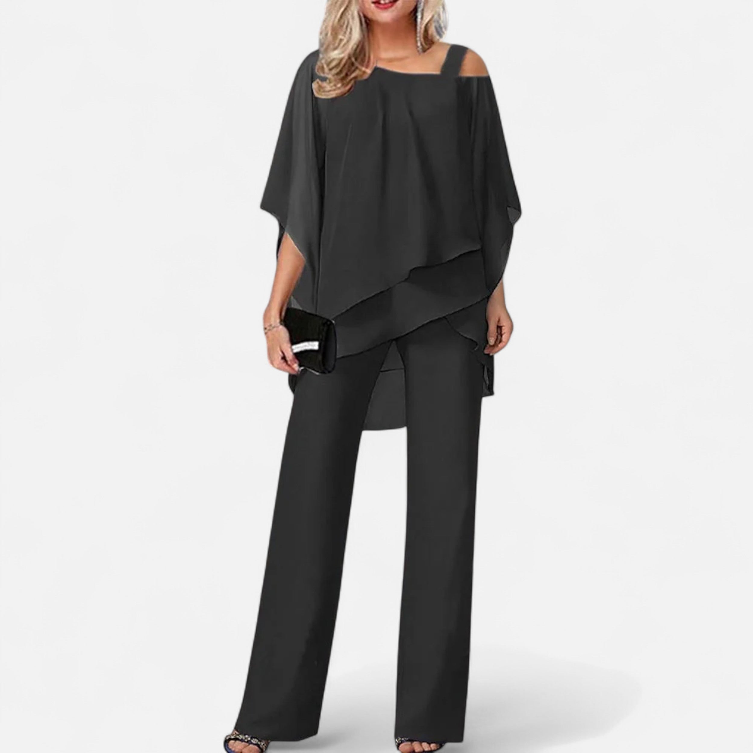 Vitrenzomode | Women’s Lightweight Polyester Blend Cold Shoulder 2-Piece Set