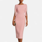 Vitrenzomode | Women’s O-Neck Half Sleeve Beaded Swing Dress